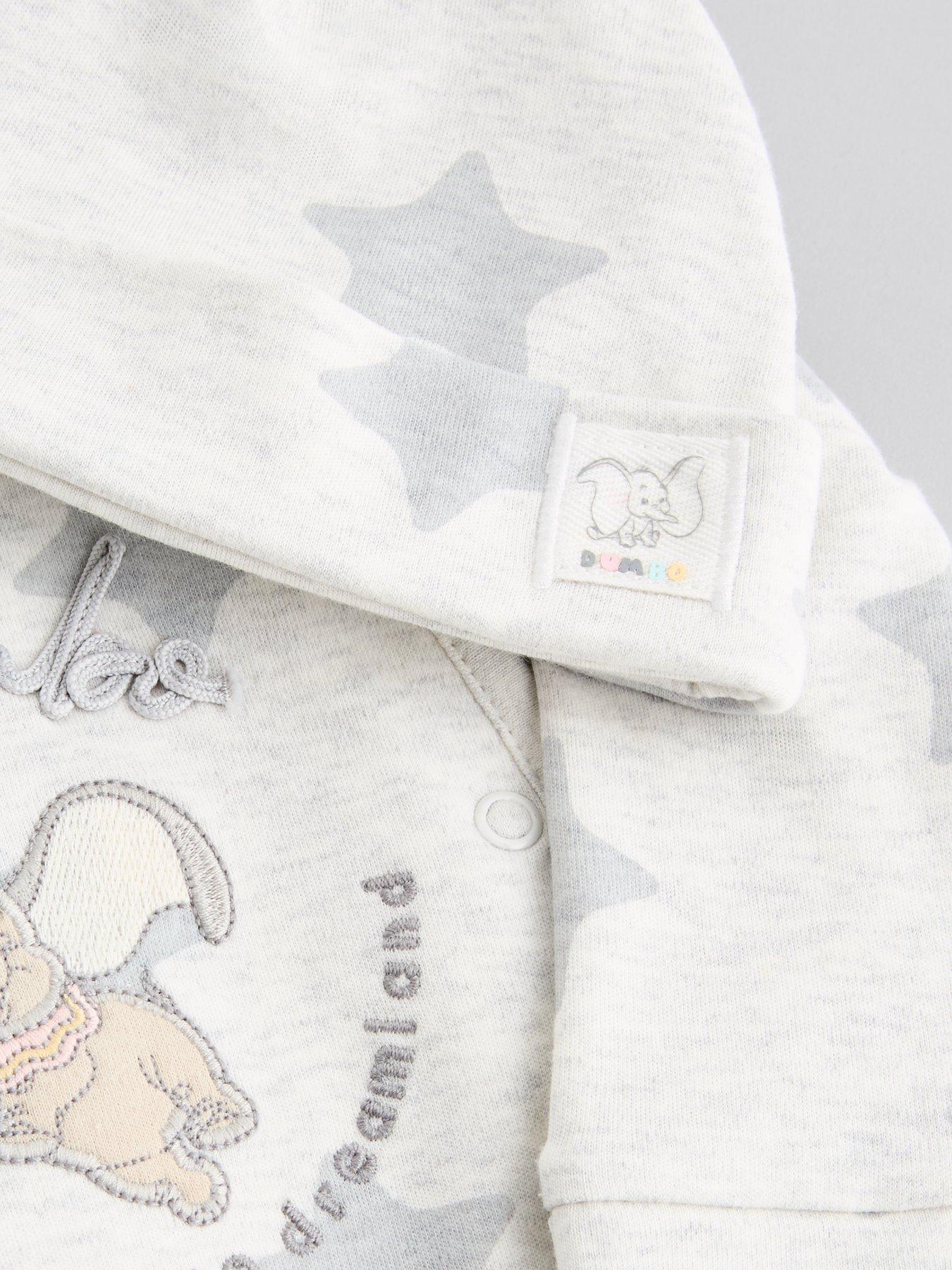 Image 5 of 5 of The Very Collection Girls Disney Dumbo Popper Front Sleepsuit And Hat - Cream