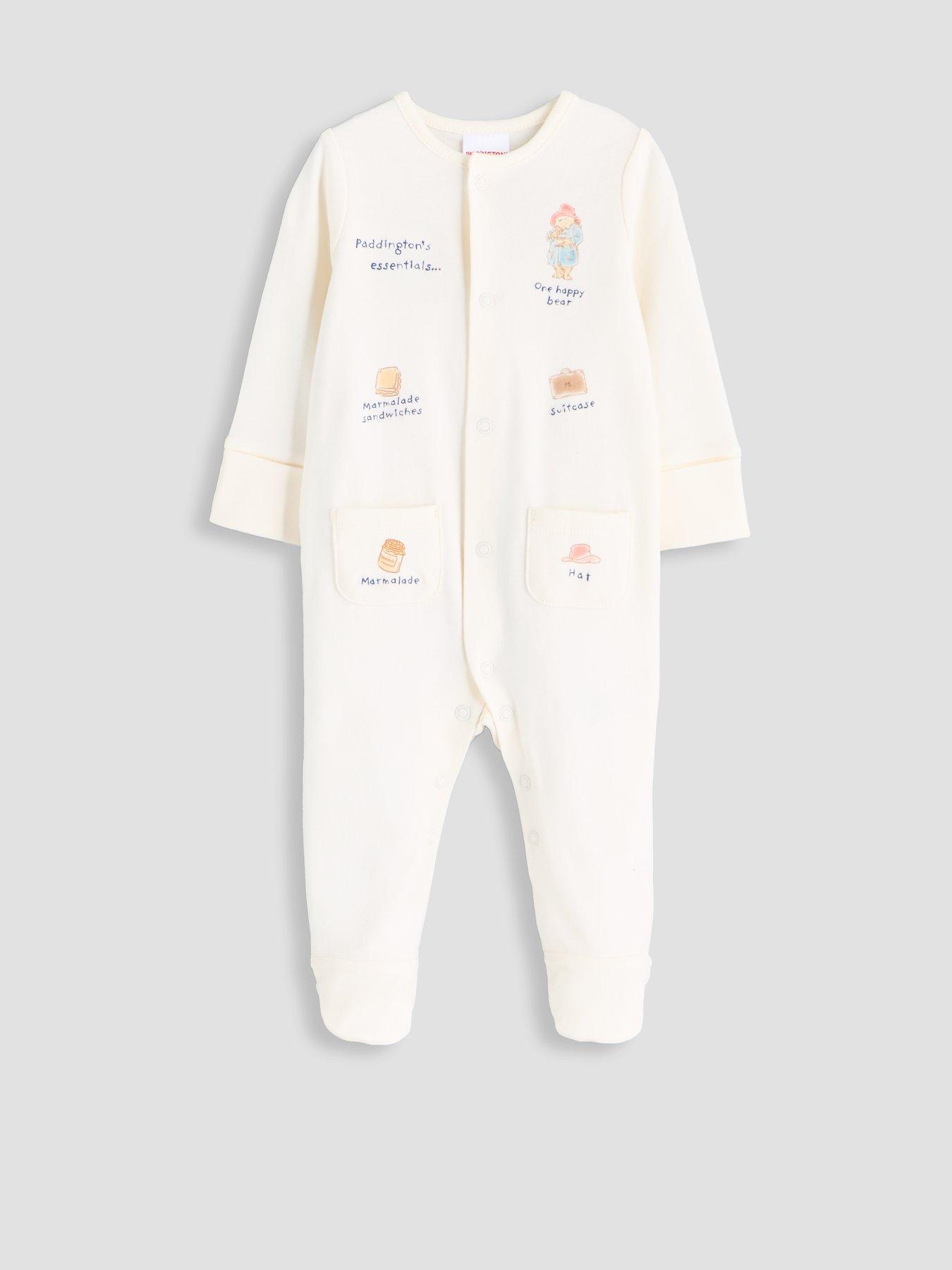 Image 3 of 5 of The Very Collection Unisex Paddington Star Print Popper Sleepsuit And Hat - Cream