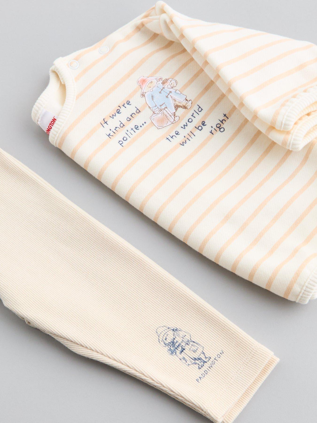 Image 3 of 4 of The Very Collection Baby Stripe Paddington Bear Legging Sweatshirt Set - White/Beige