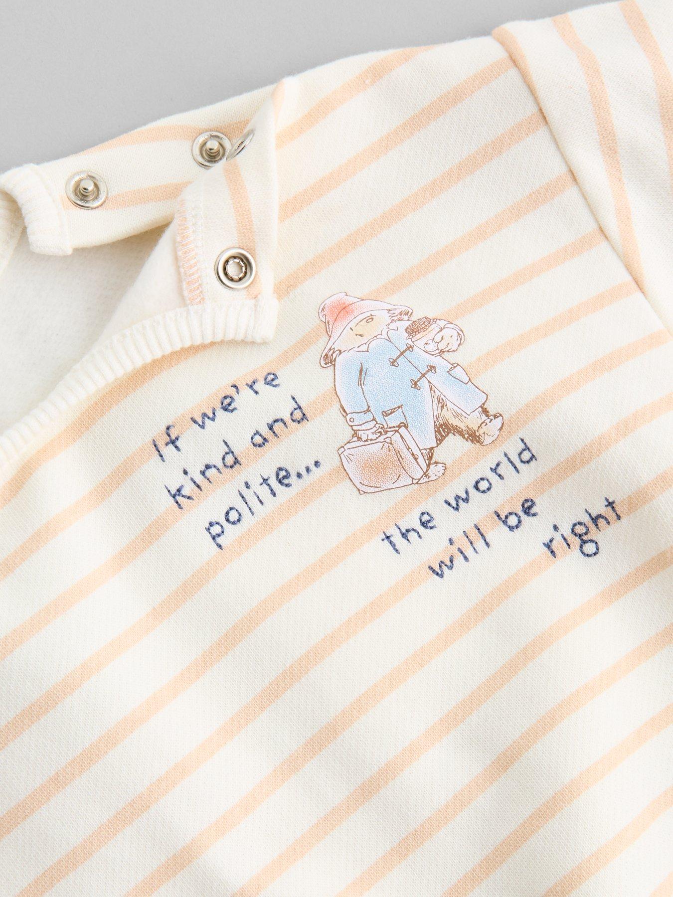 Image 4 of 4 of The Very Collection Baby Stripe Paddington Bear Legging Sweatshirt Set - White/Beige