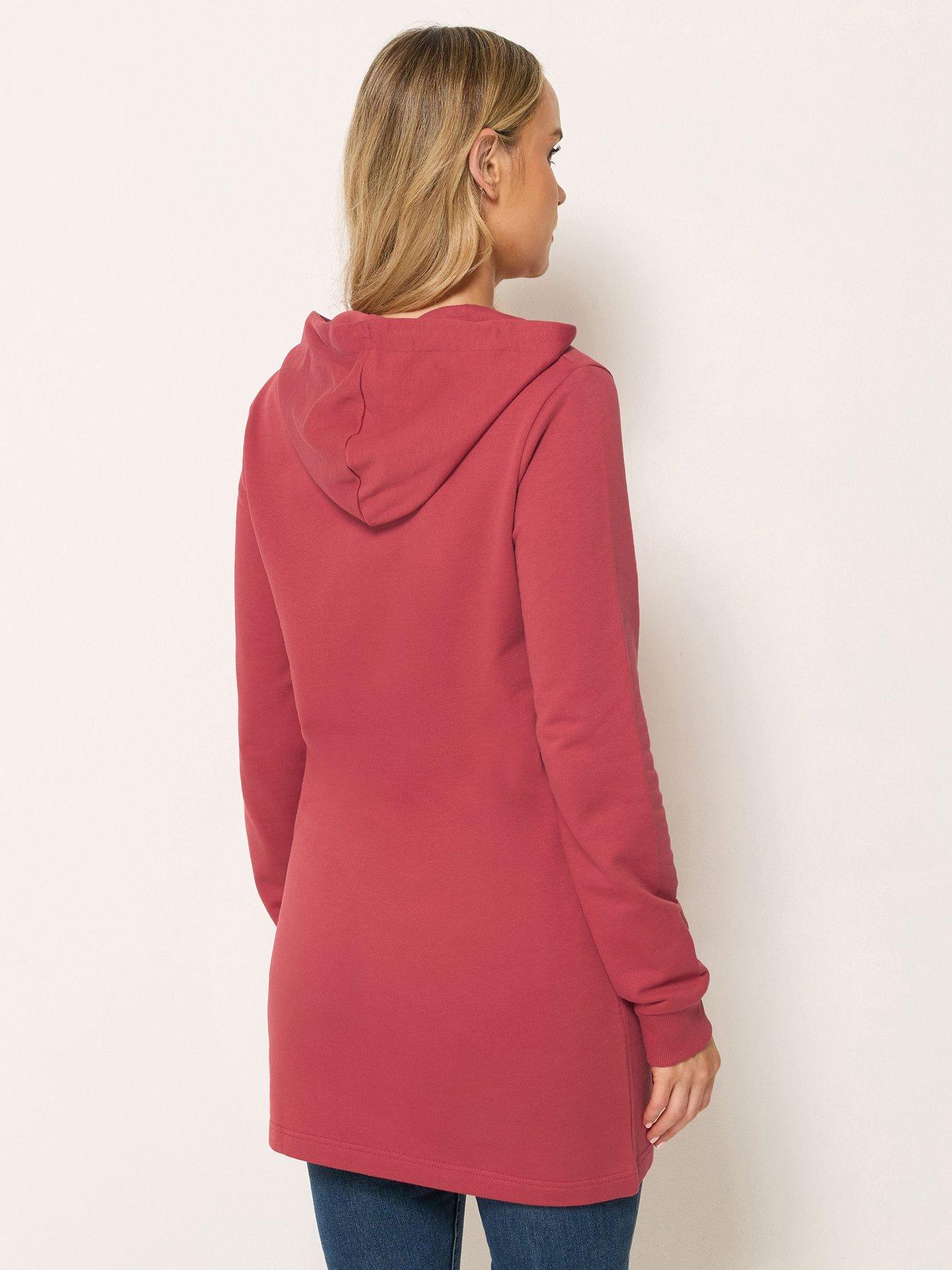 Image 2 of 4 of Long Tall Sally Longline Zip Through Hoodie - Red