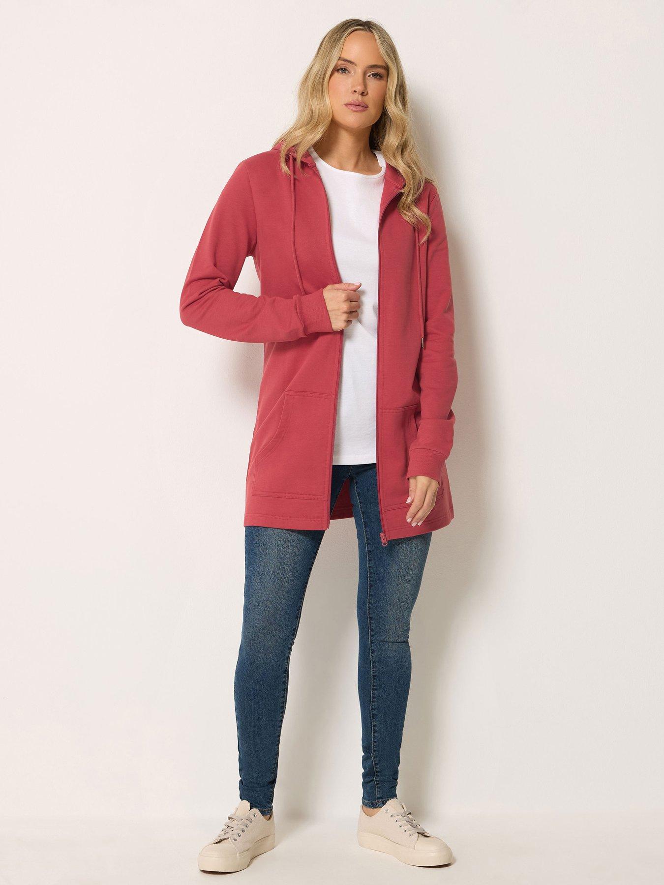 Image 3 of 4 of Long Tall Sally Longline Zip Through Hoodie - Red