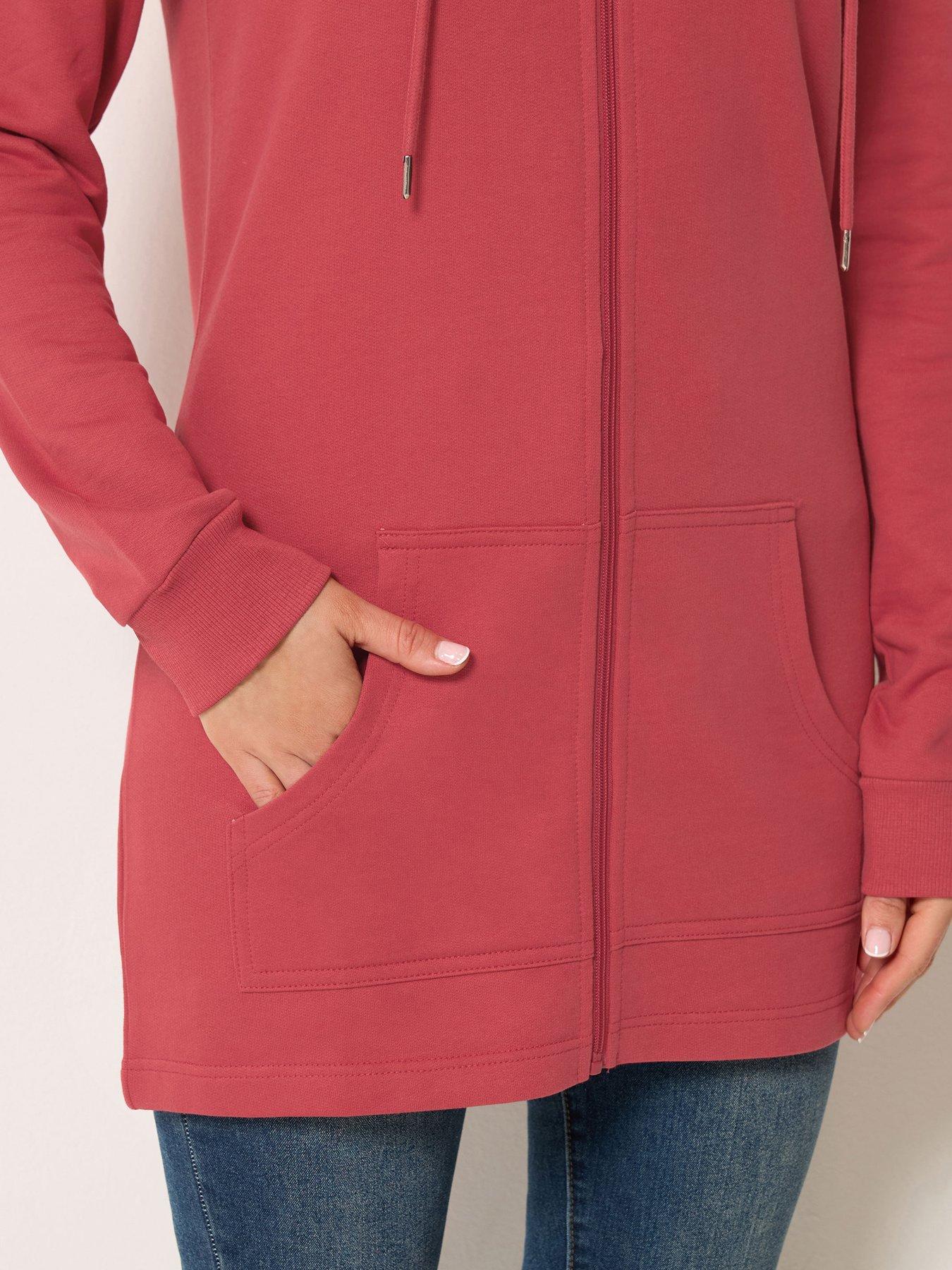 Image 4 of 4 of Long Tall Sally Longline Zip Through Hoodie - Red