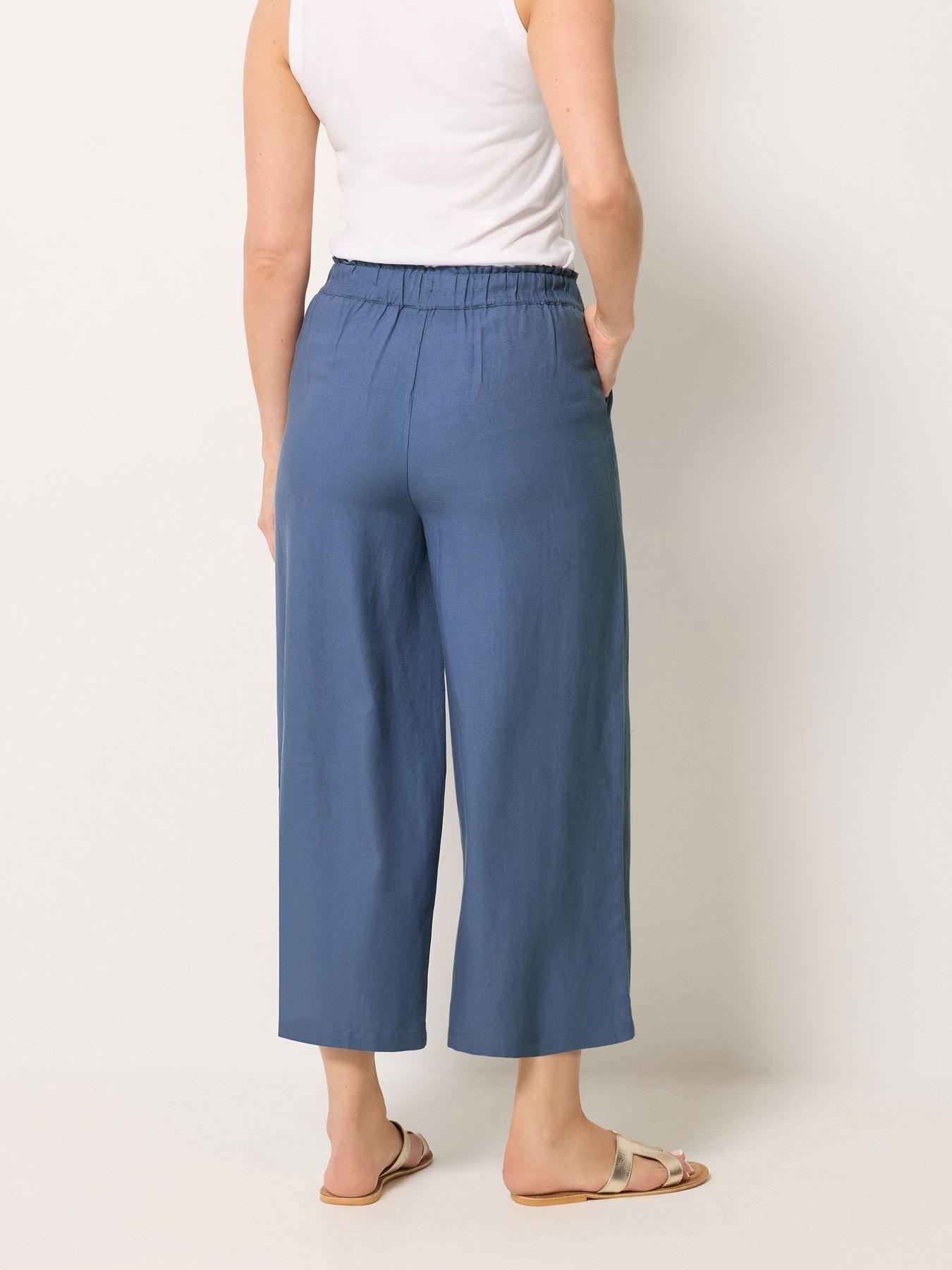Image 2 of 4 of Long Tall Sally Linen Crop Trouser - Blue