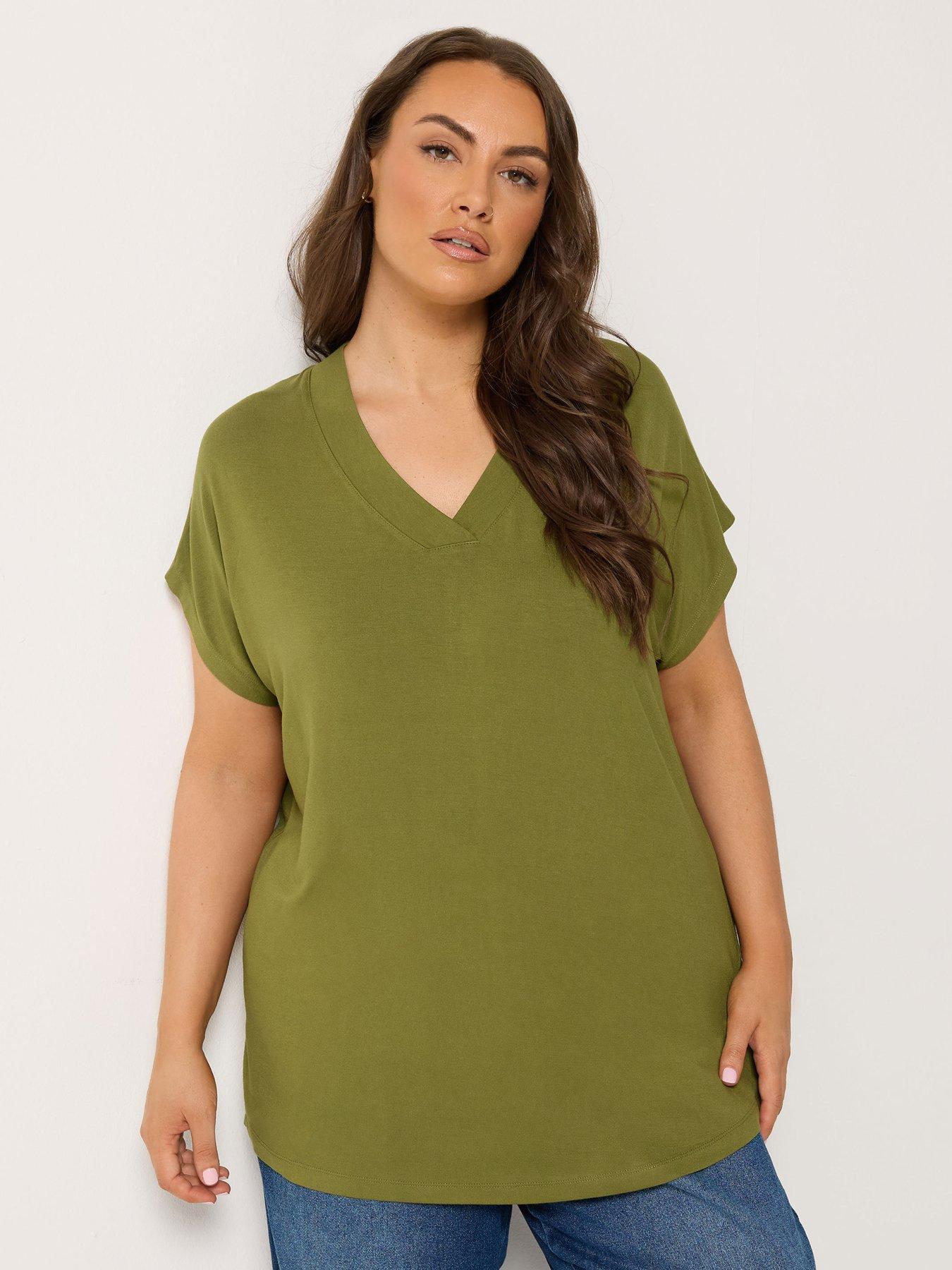 Yours Curve Wide V-neck T-shirt