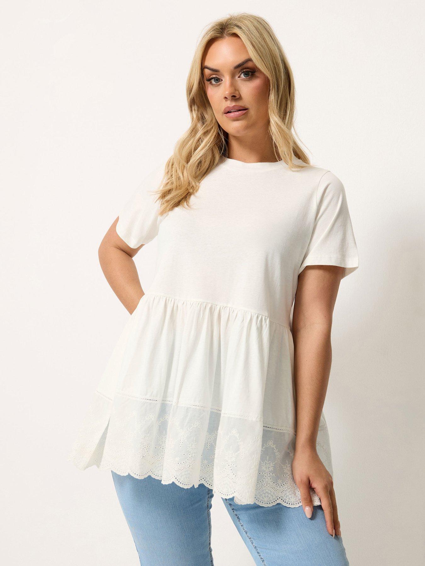 Yours Curve Tiered Anglaise Peplum Top