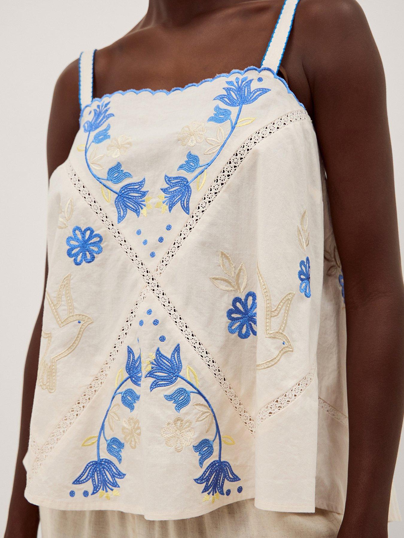 Image 4 of 5 of Monsoon Sophie Embroidered Cami - Cream