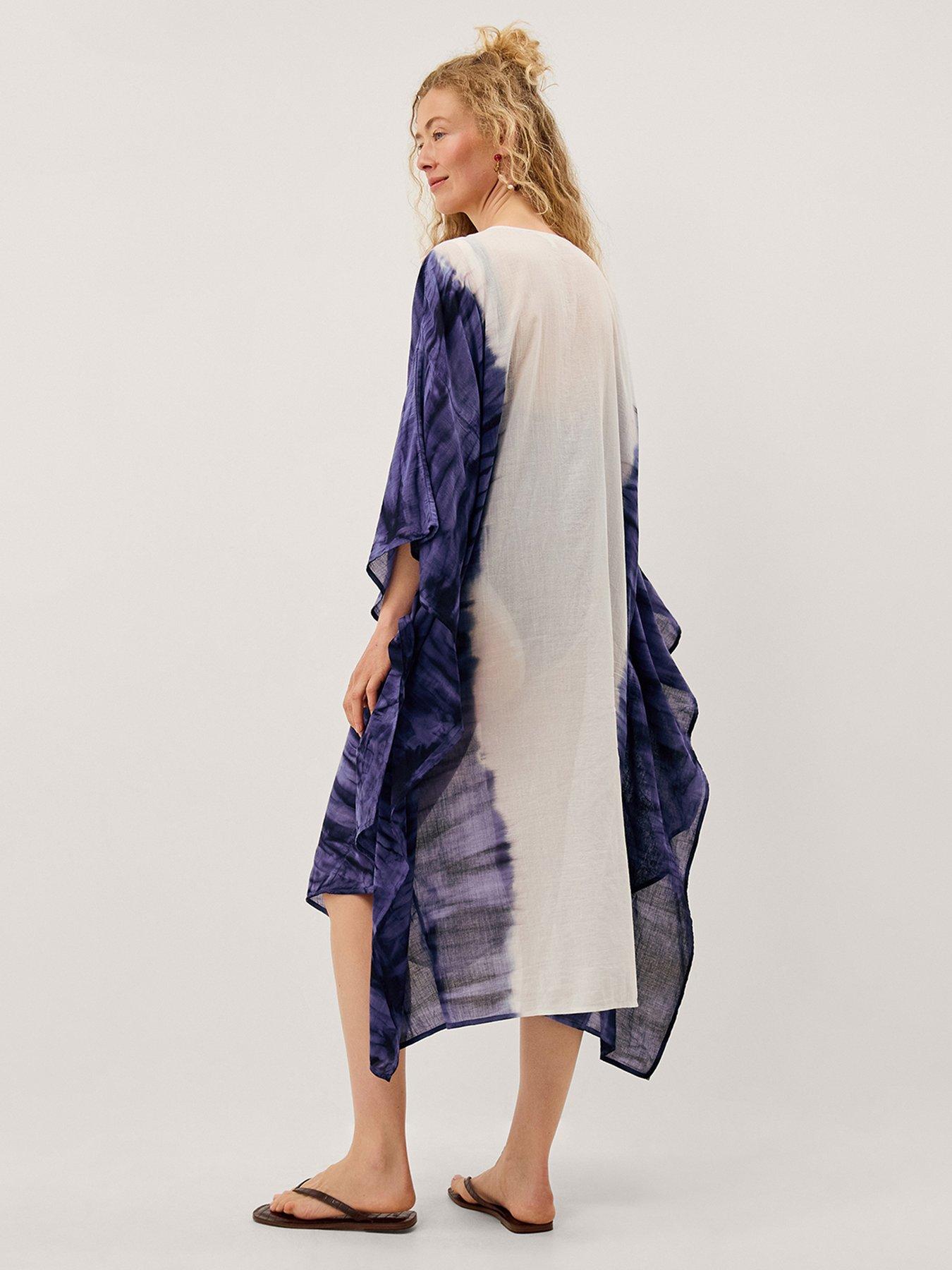Image 2 of 4 of Monsoon Elise Kaftan Dip Dye Midi - Blue