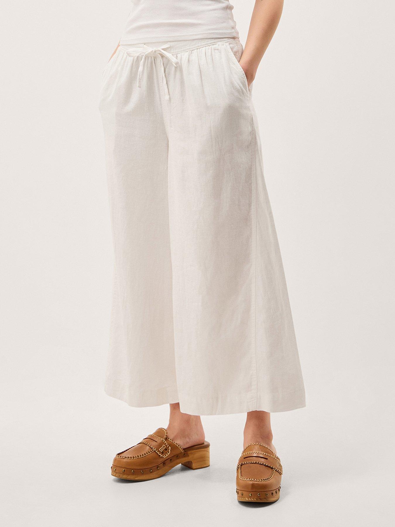 Image 1 of 5 of Monsoon Maisie Wide Crop Trouser - White