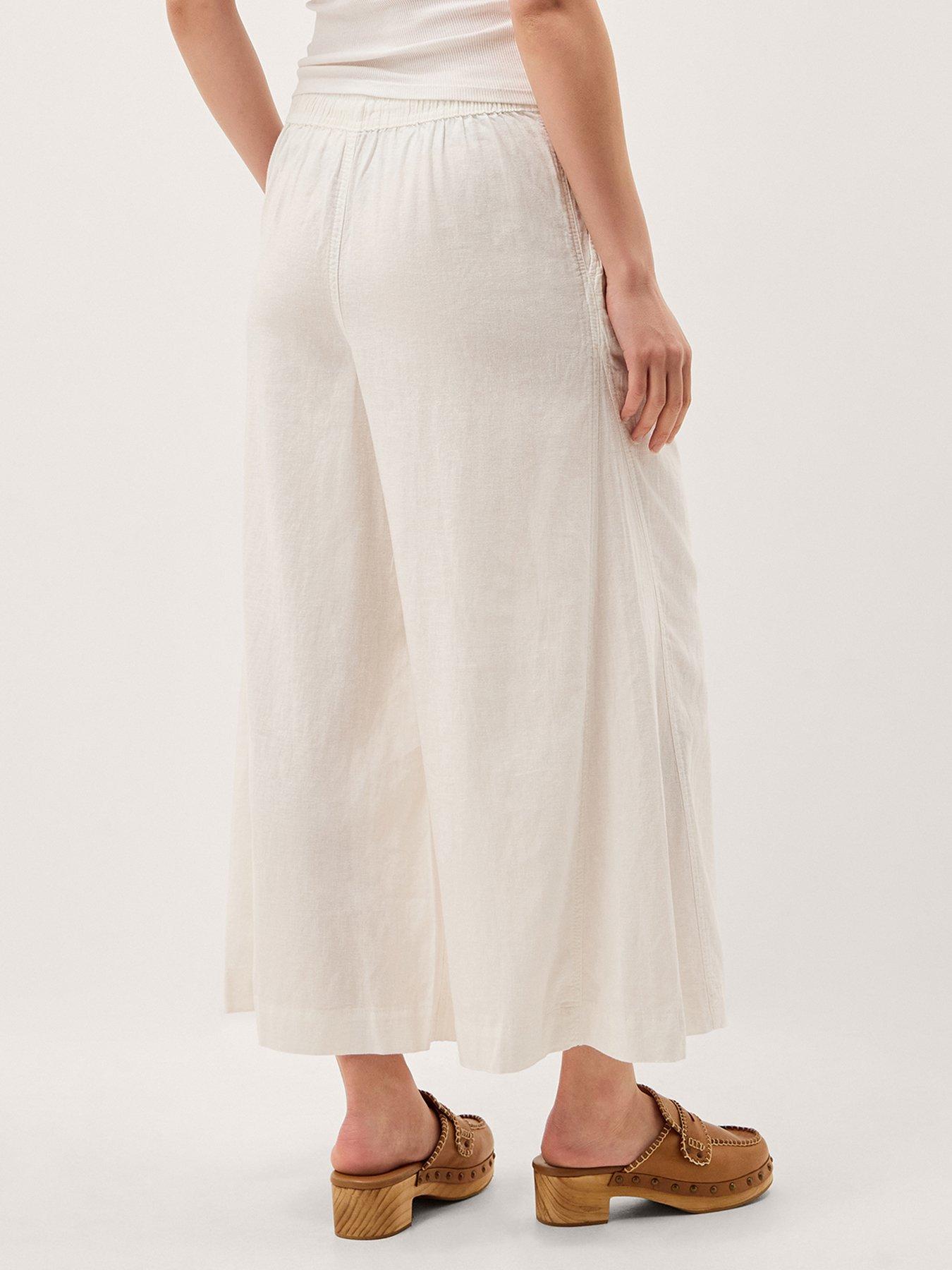 Image 2 of 5 of Monsoon Maisie Wide Crop Trouser - White