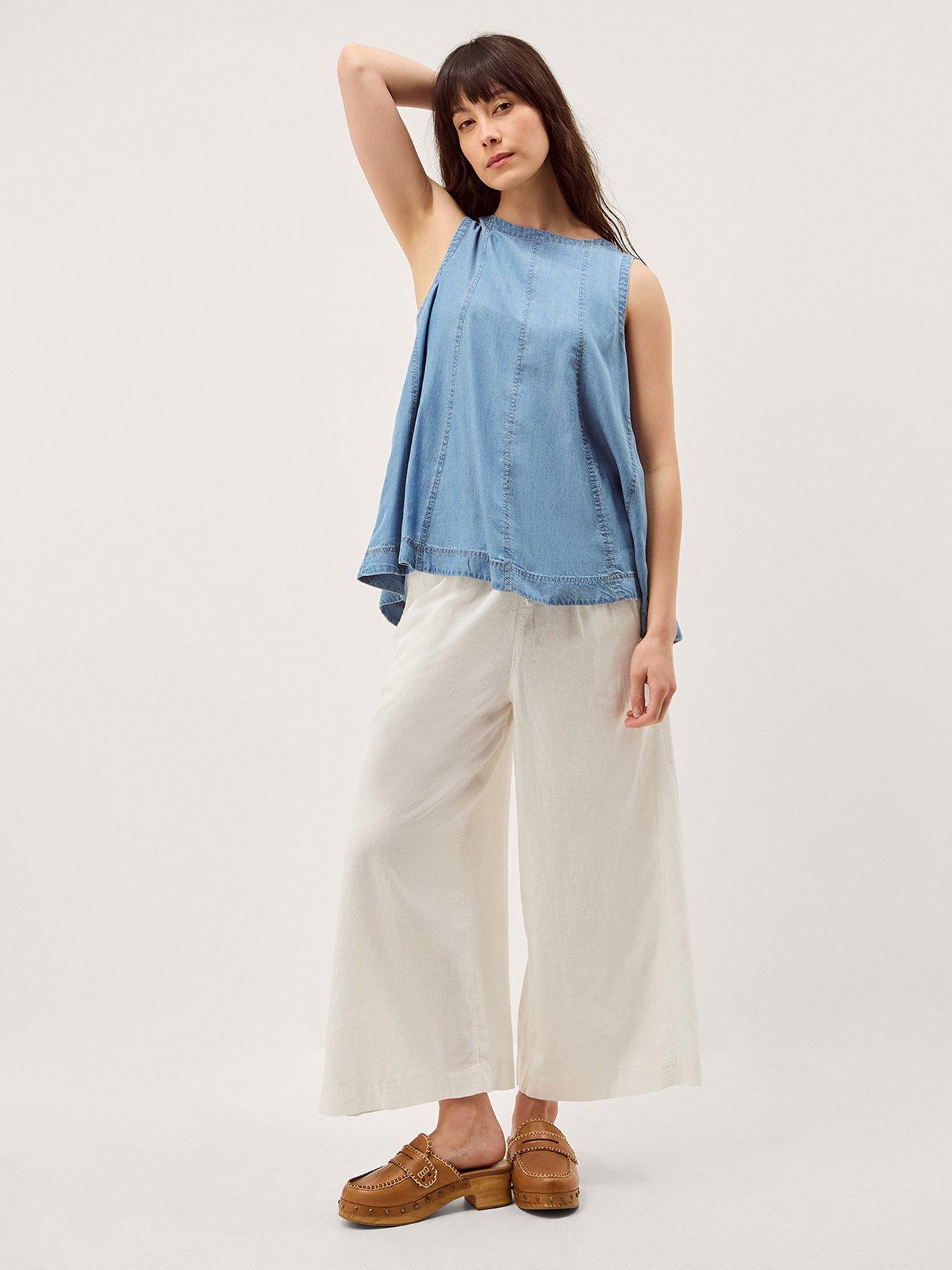 Image 3 of 5 of Monsoon Maisie Wide Crop Trouser - White