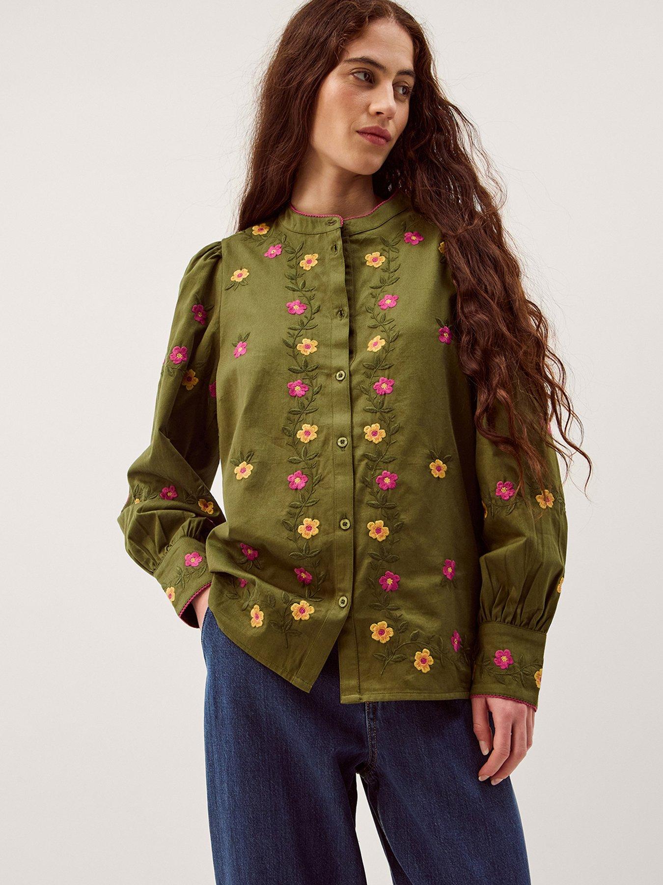 Monsoon Andrea Embroidered Shirt - Green