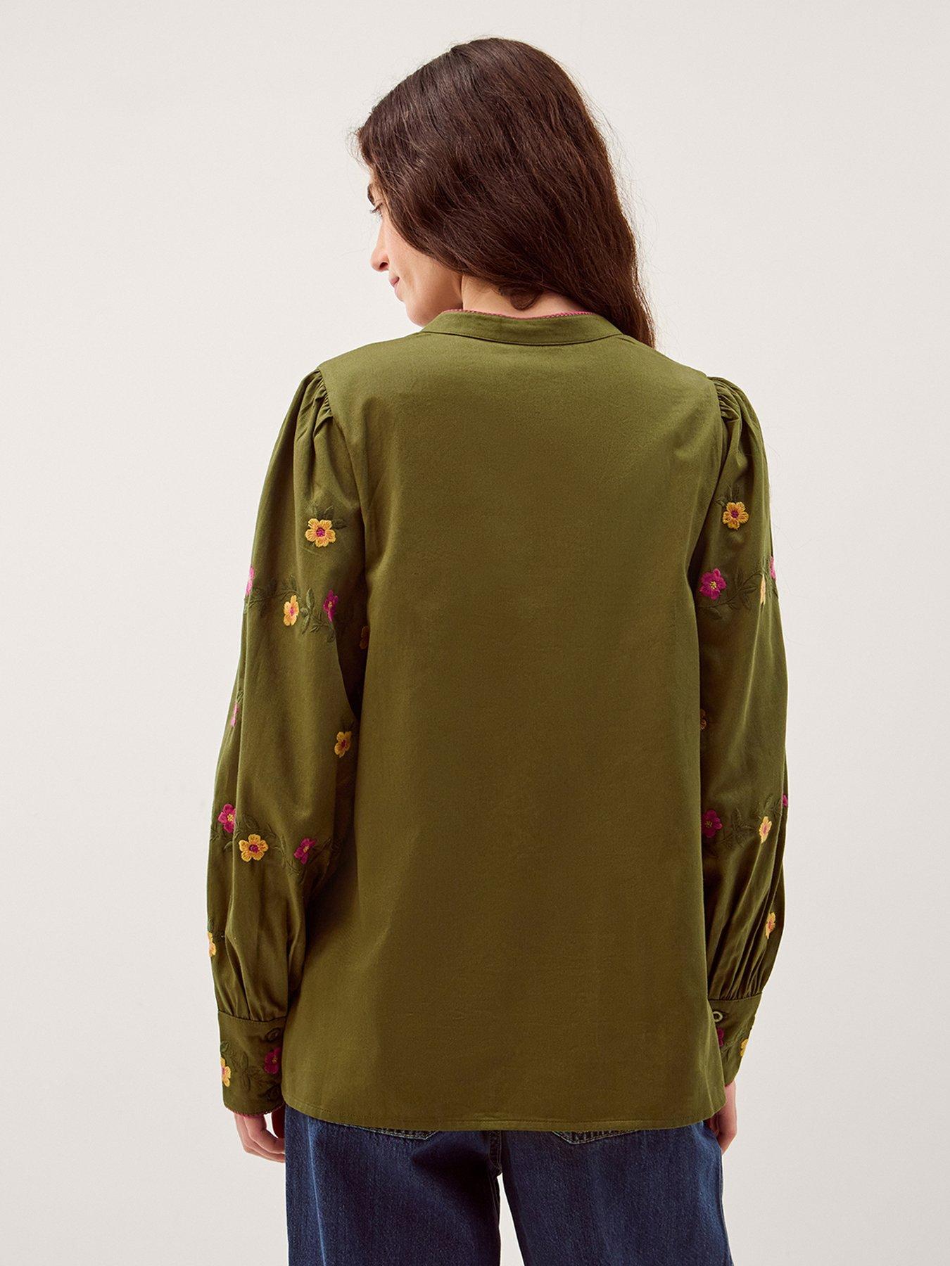 Image 2 of 5 of Monsoon Andrea Embroidered Shirt - Green
