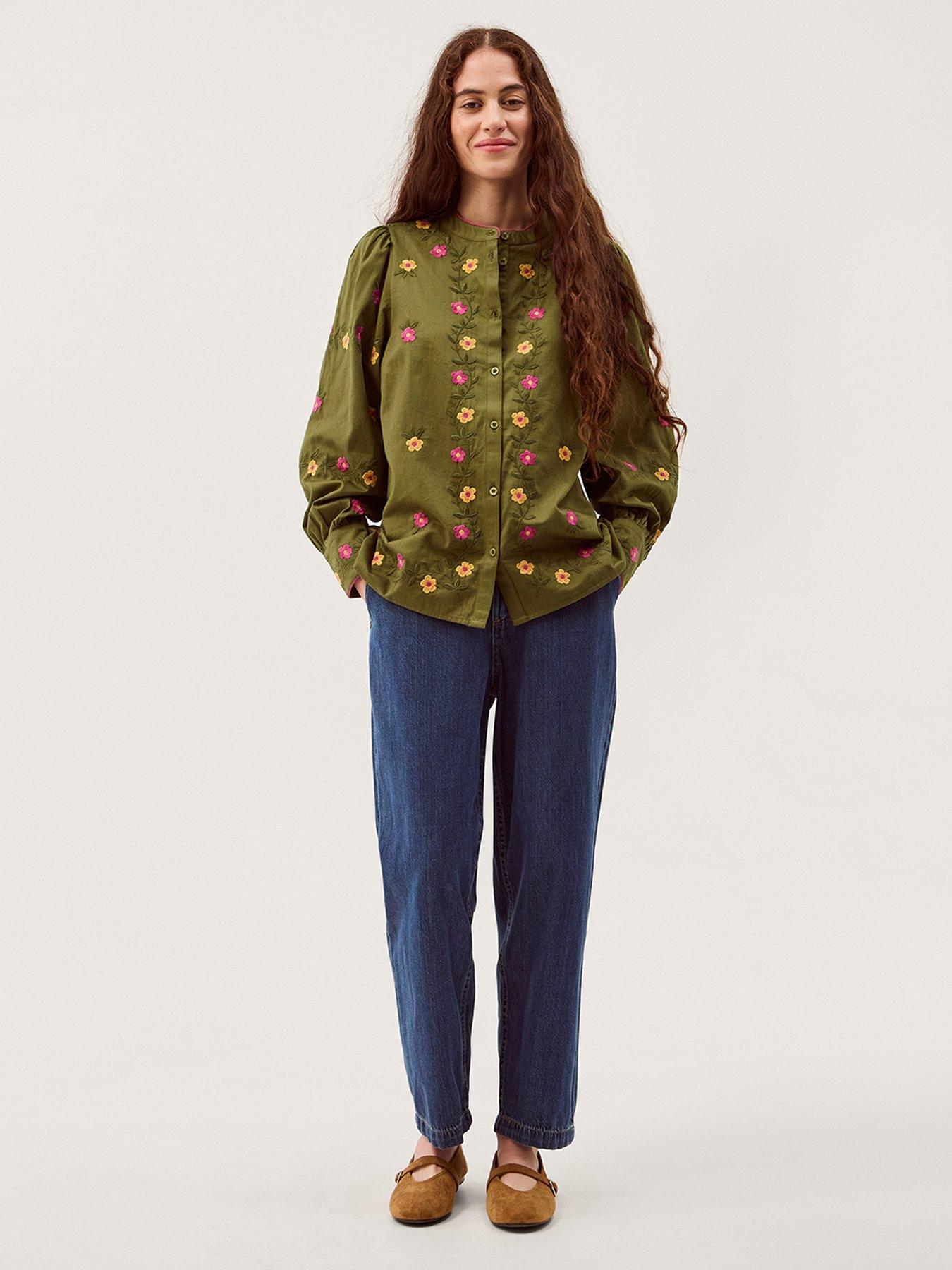 Image 3 of 5 of Monsoon Andrea Embroidered Shirt - Green