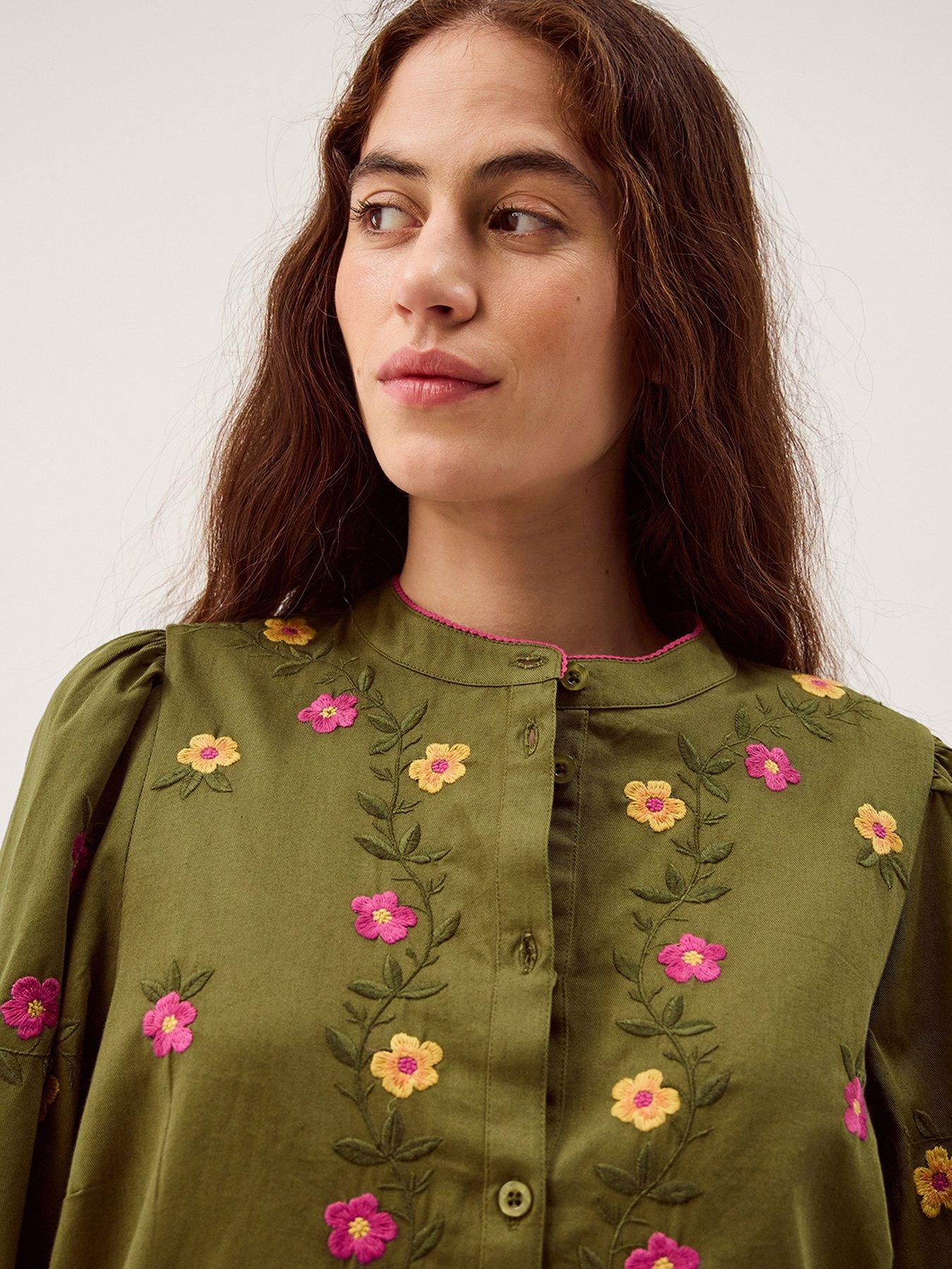 Image 4 of 5 of Monsoon Andrea Embroidered Shirt - Green
