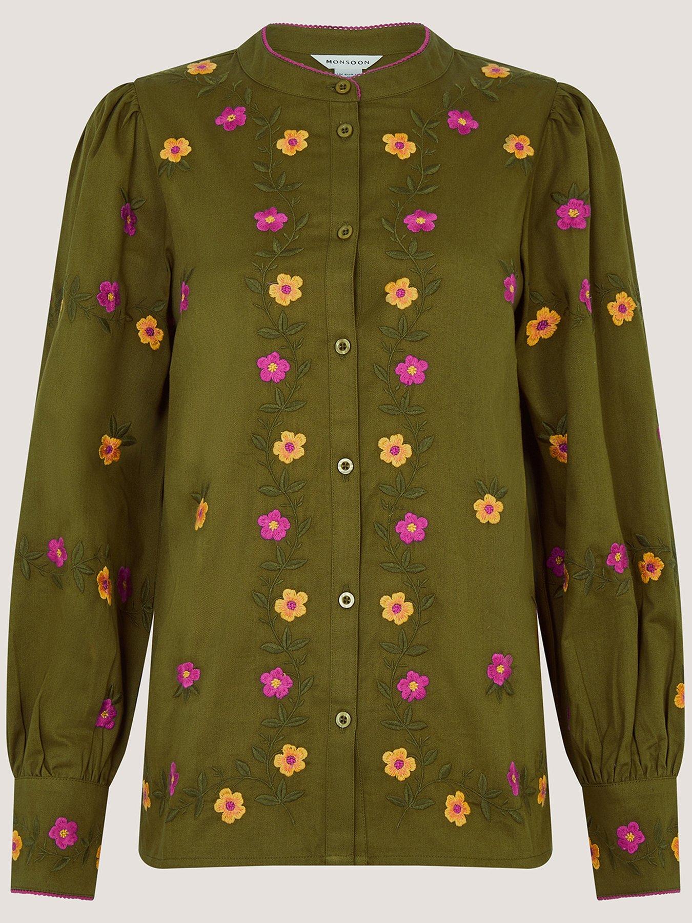Image 5 of 5 of Monsoon Andrea Embroidered Shirt - Green