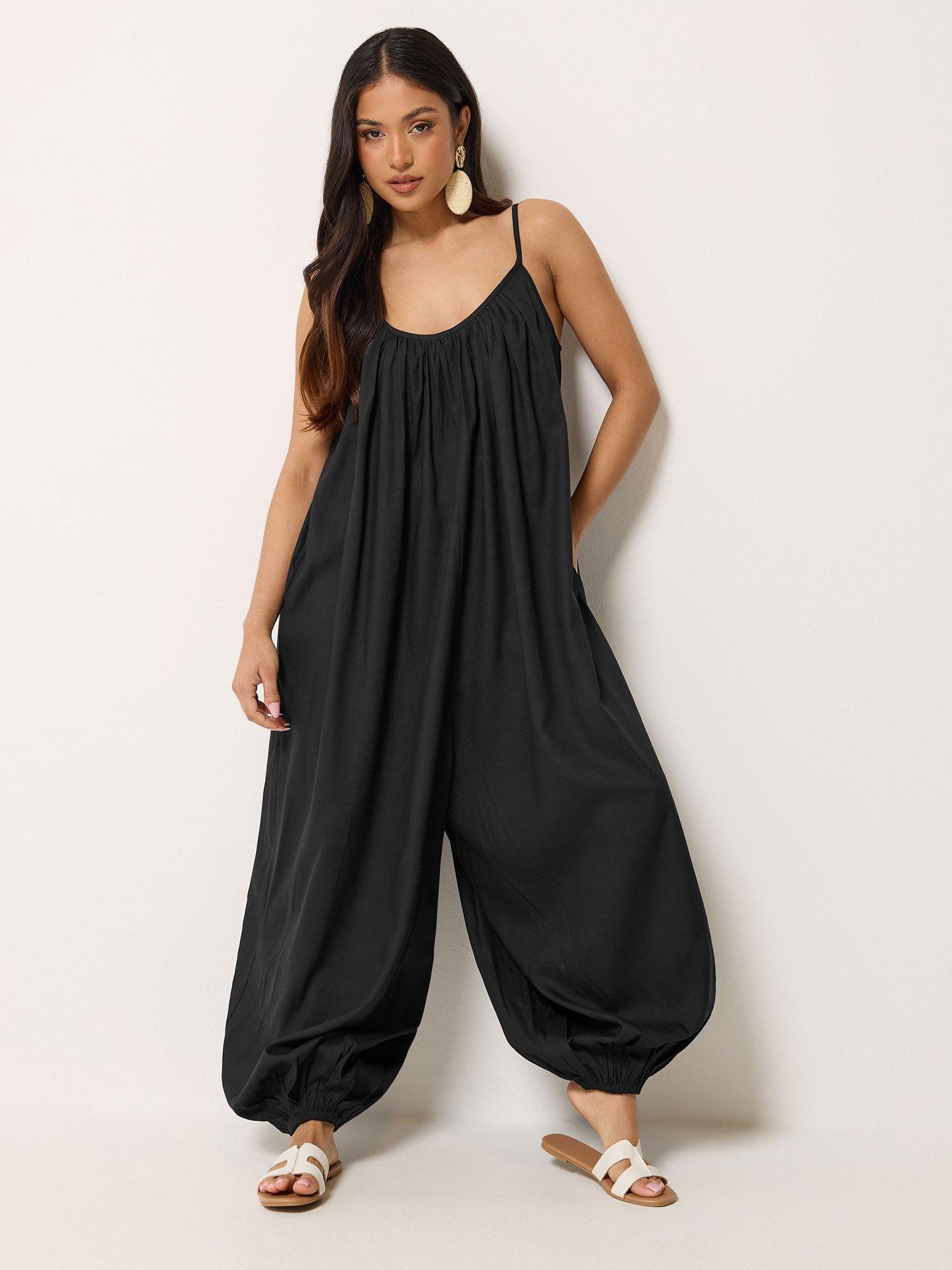 Image 3 of 4 of PixieGirl Petite Balloon Detail Jumpsuit - Black