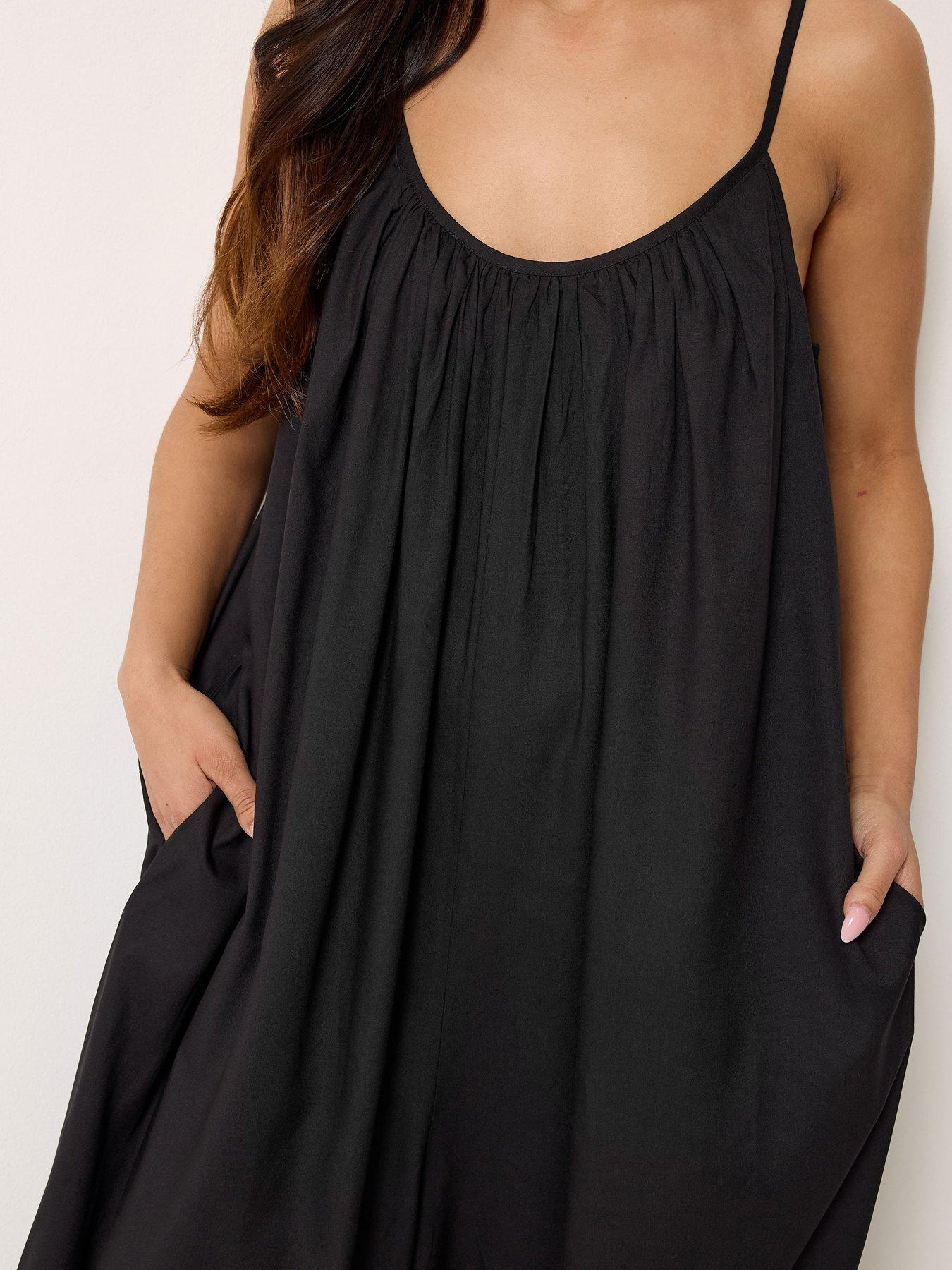 Image 4 of 4 of PixieGirl Petite Balloon Detail Jumpsuit - Black