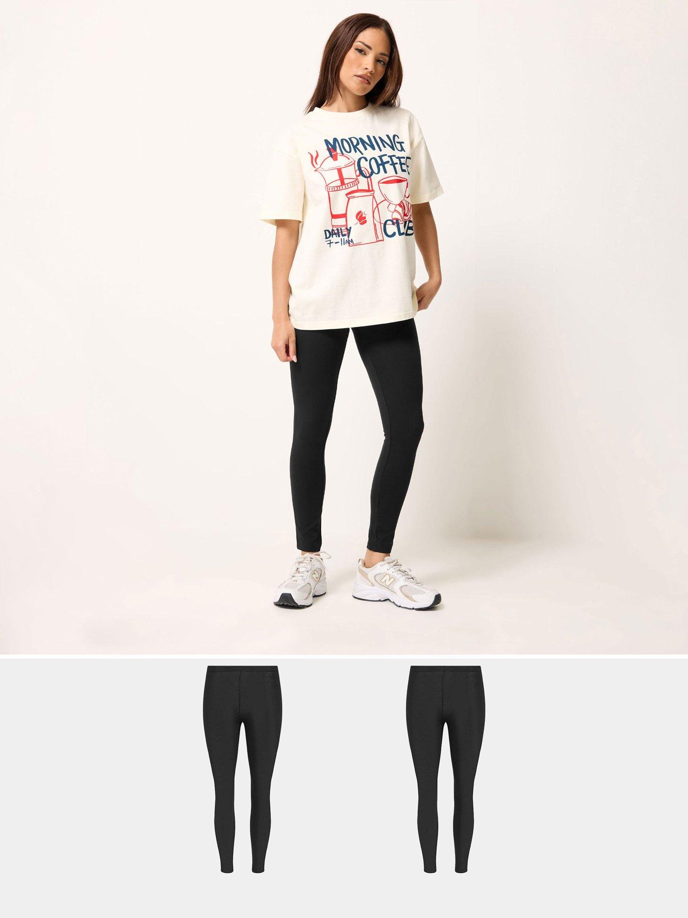 PixieGirl Petite 2 Pack Cotton Leggings - Black