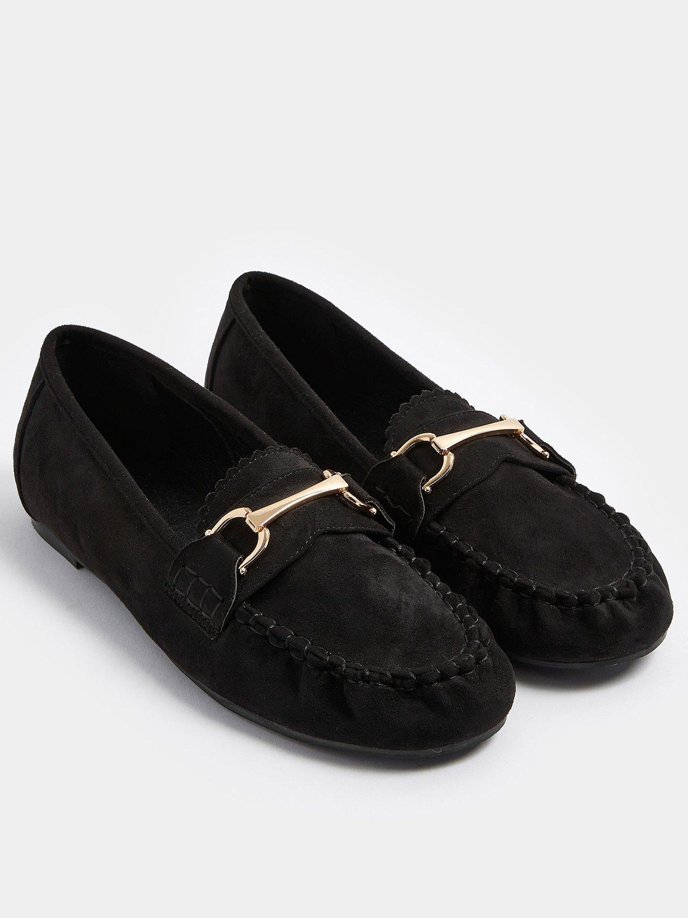 Image 2 of 4 of Yours Wide Fit Snaffle Trim Shoe - Black
