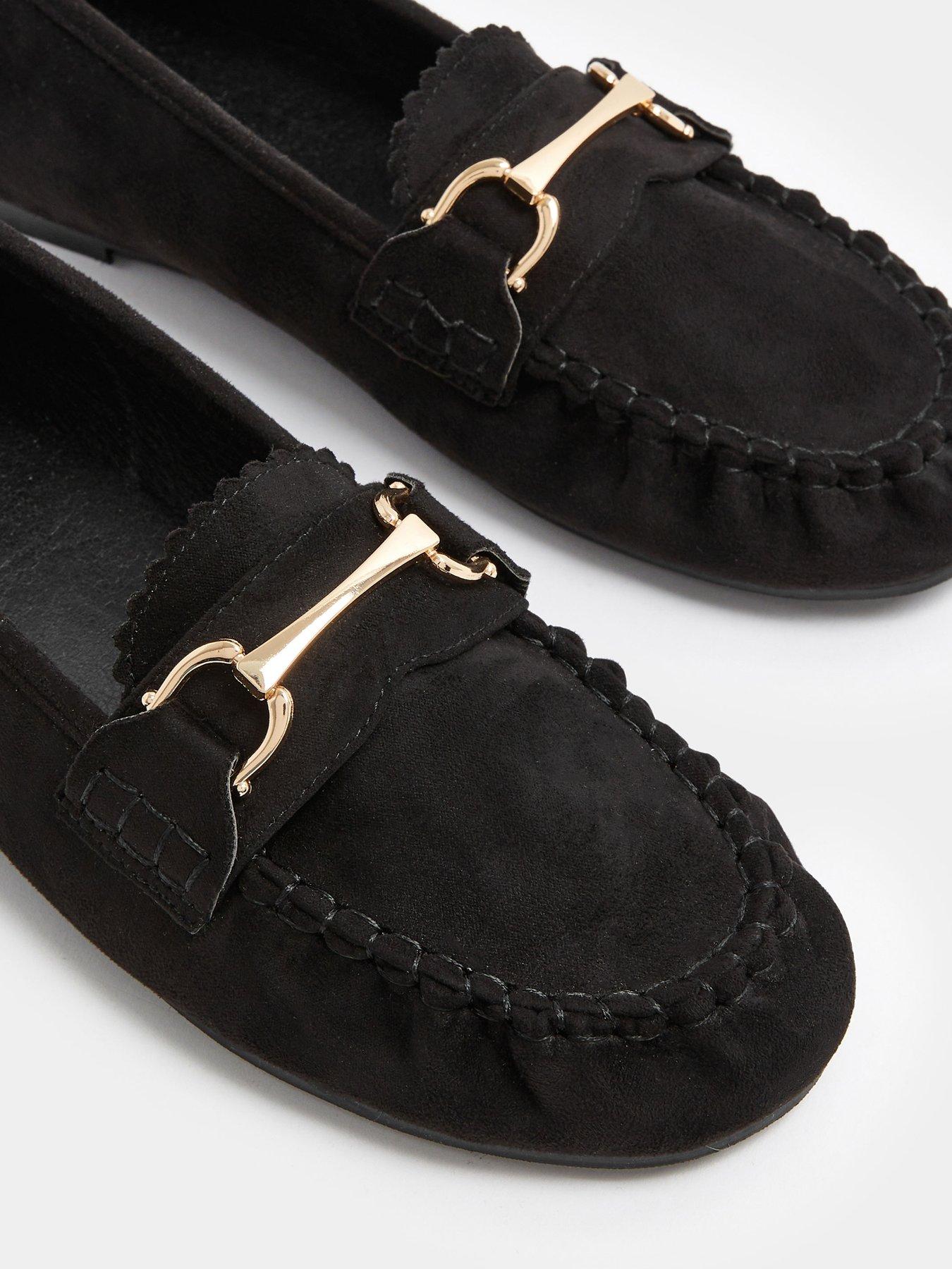 Image 4 of 4 of Yours Wide Fit Snaffle Trim Shoe - Black