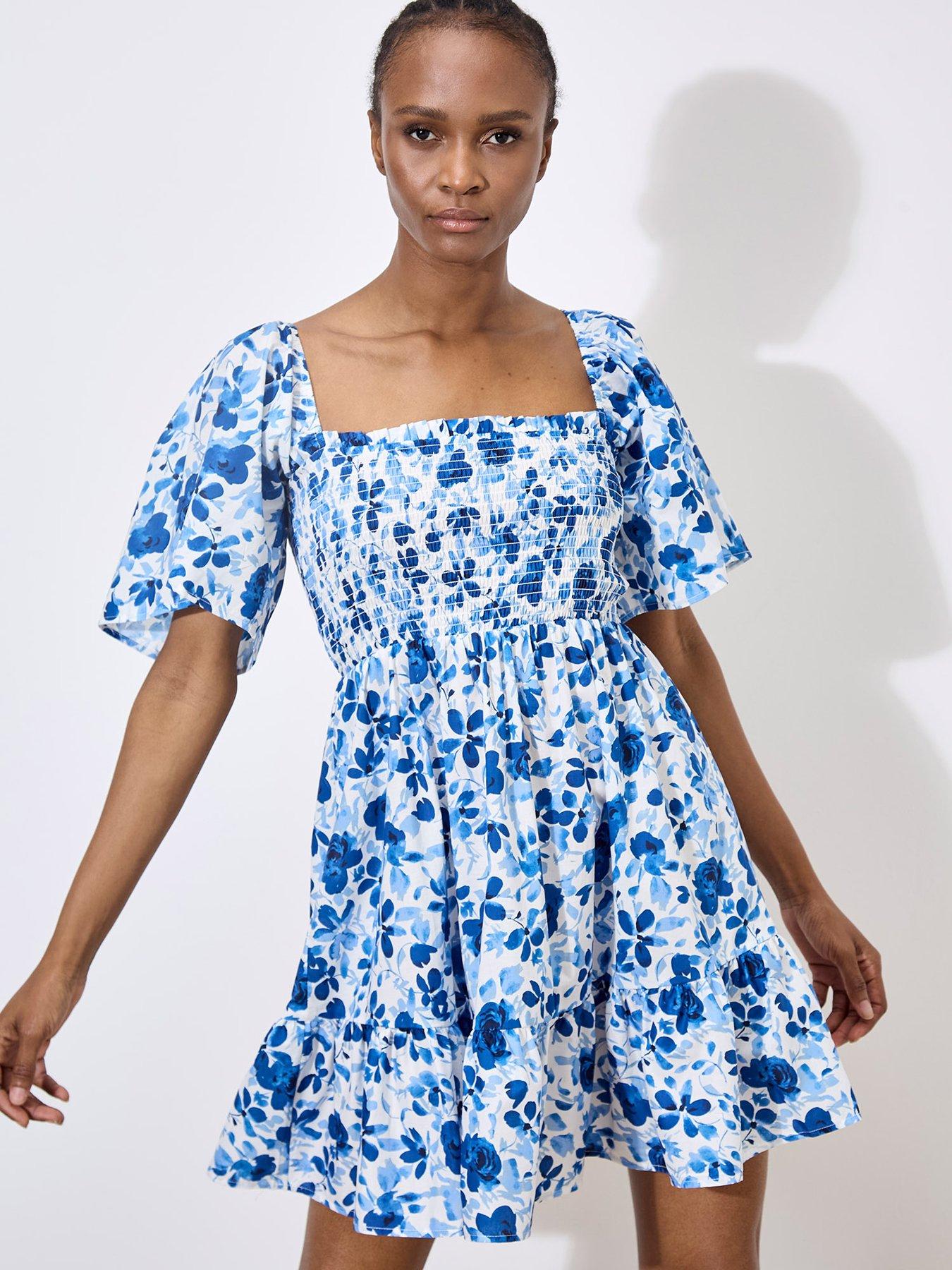 Apricot Apricot Smocked Floral Cotton Poplin Drs