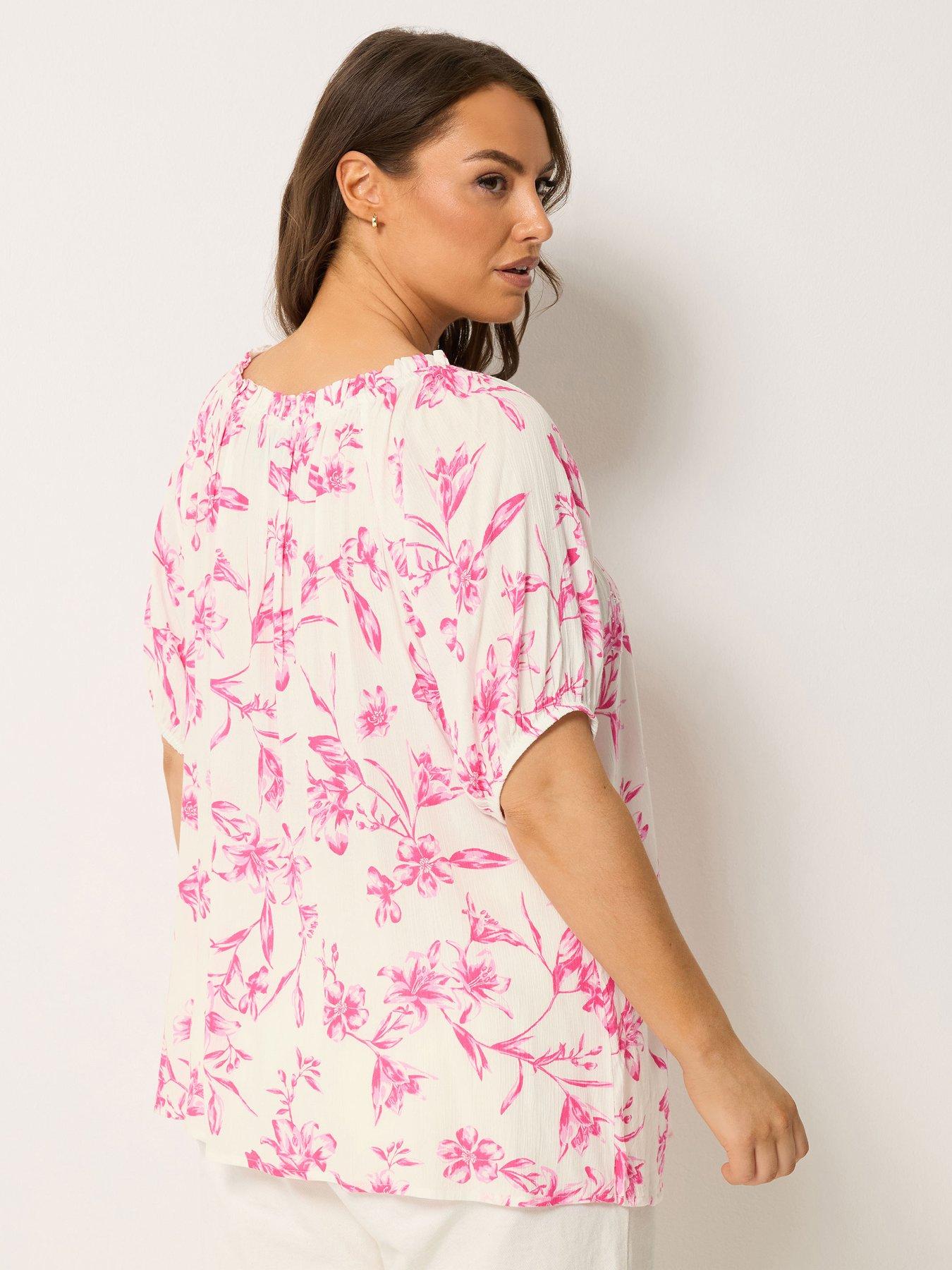 Image 2 of 5 of Yours Curve Floral Gypsy Bardot Top - Pink