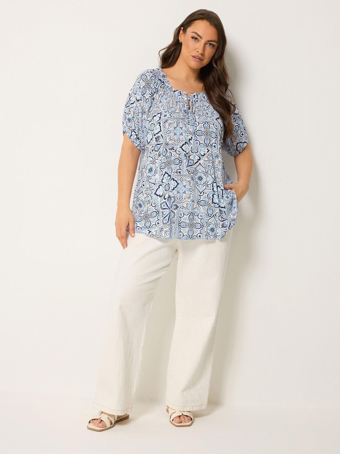 Image 3 of 5 of Yours Curve Tile Print Gypsy Bardot Top