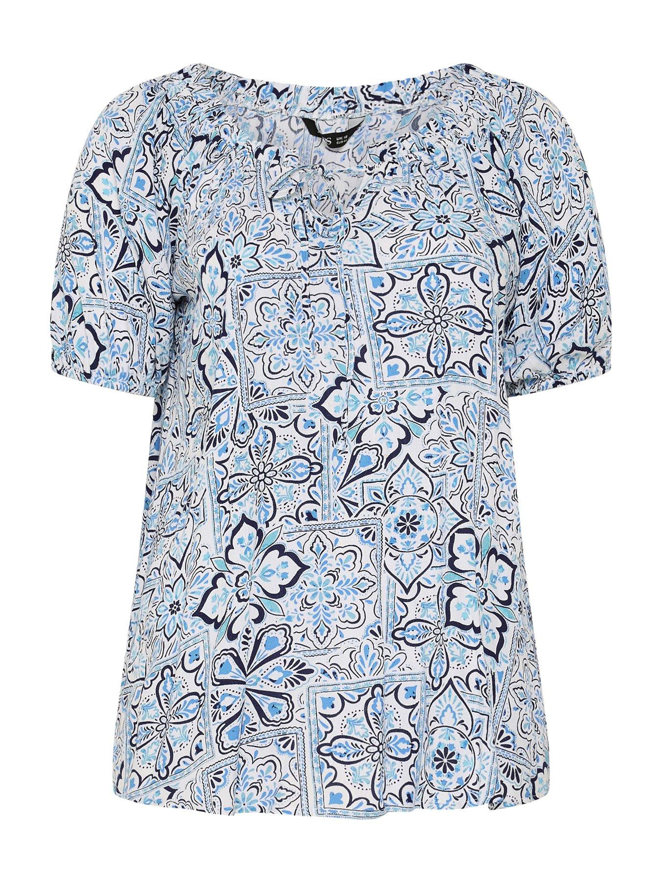 Image 5 of 5 of Yours Curve Tile Print Gypsy Bardot Top