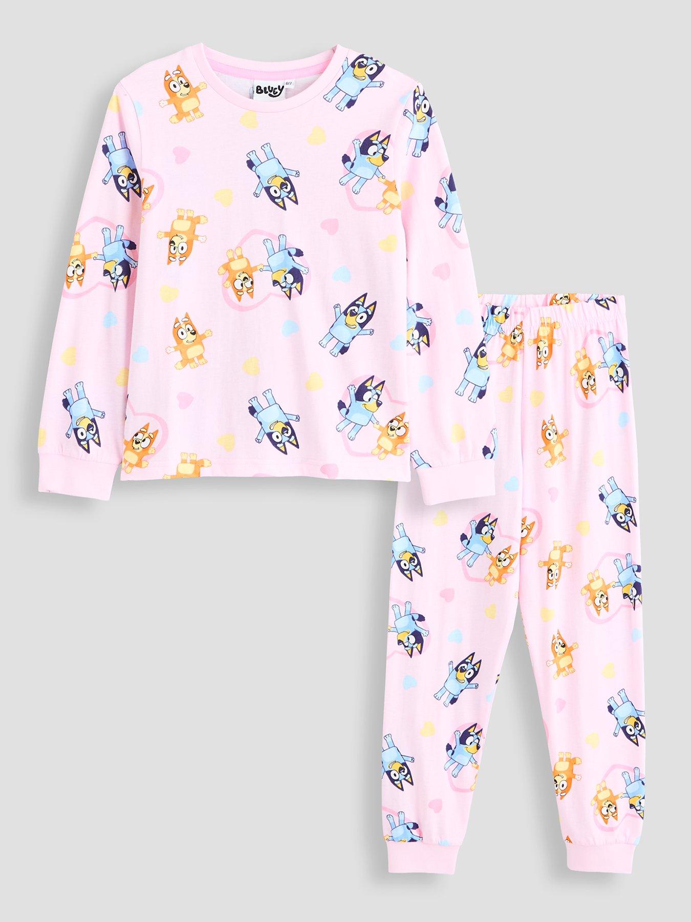 The Very Collection Girls Bluey All-Over Print Ribbed Cuff Pyjamas (12 Months - 7 Years) - Pink
