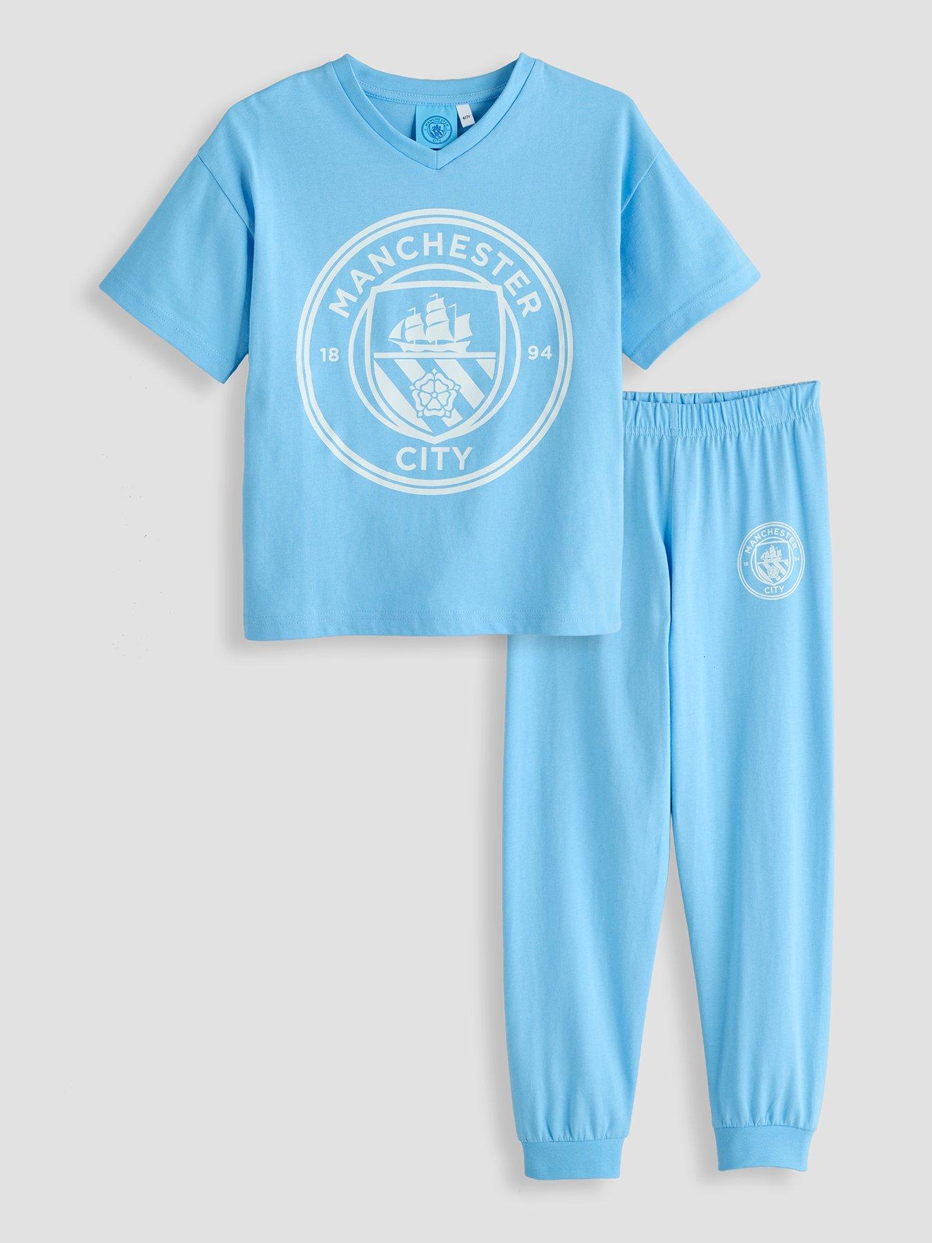Image 1 of 5 of The Very Collection Boys Manchester City Crest Pyjamas - Blue