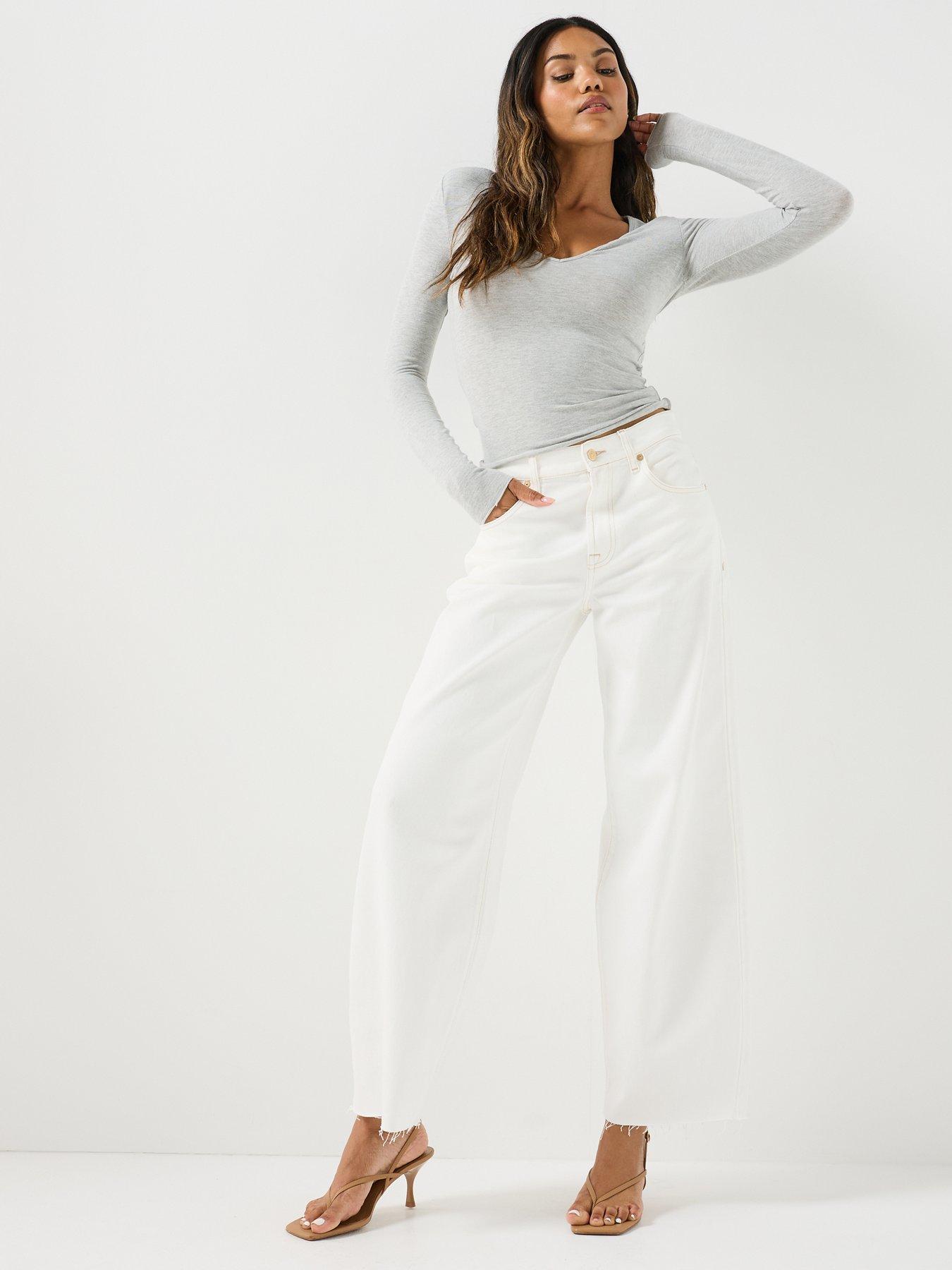Image 3 of 6 of 7 FOR ALL MANKIND Bonnie Curvilinear Wide Leg Jean&nbsp;- White