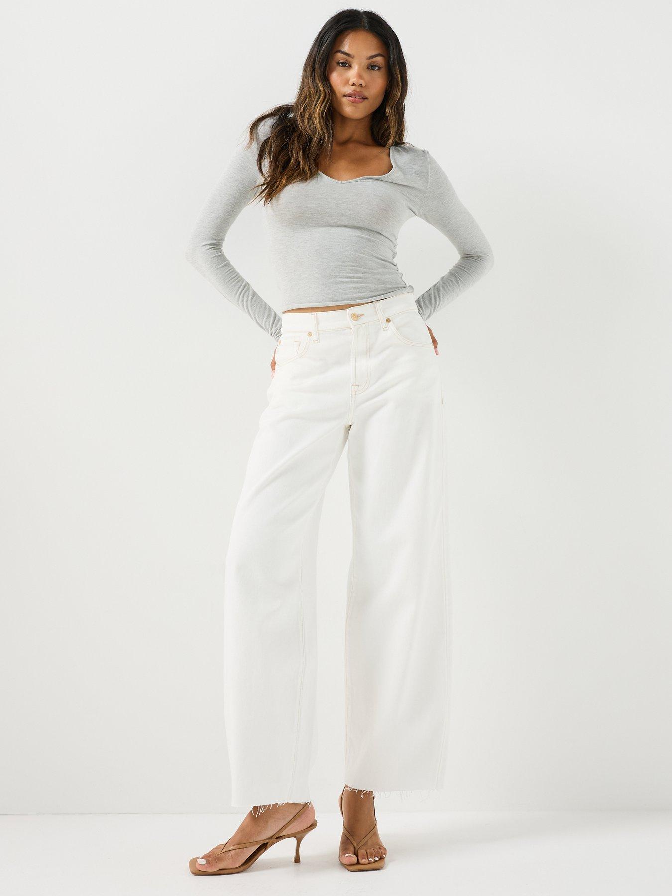 Image 6 of 6 of 7 FOR ALL MANKIND Bonnie Curvilinear Wide Leg Jean&nbsp;- White