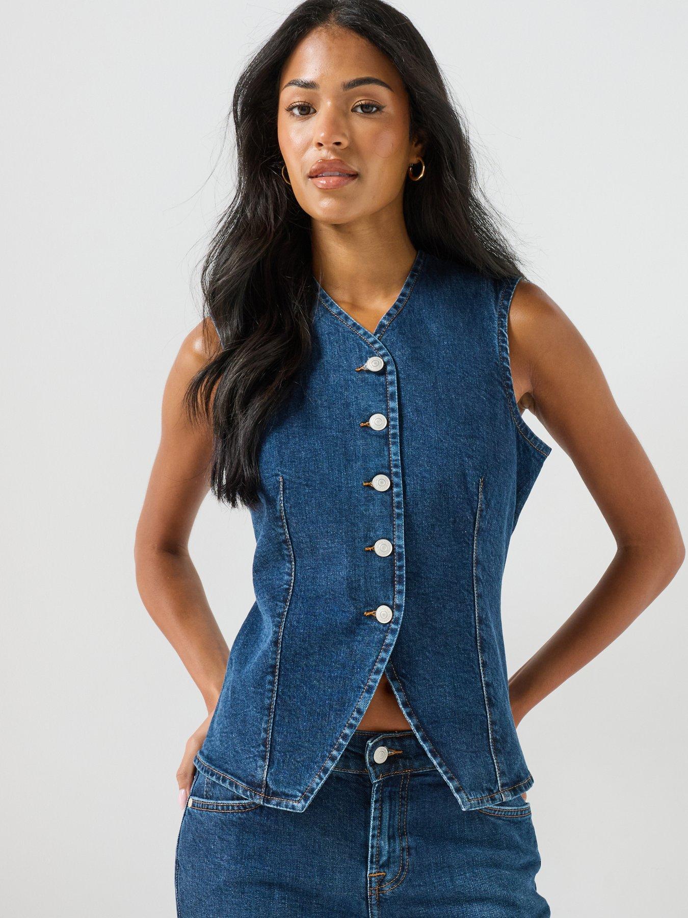 7 FOR ALL MANKIND Comfort Lady Vest In Indiglow - Blue