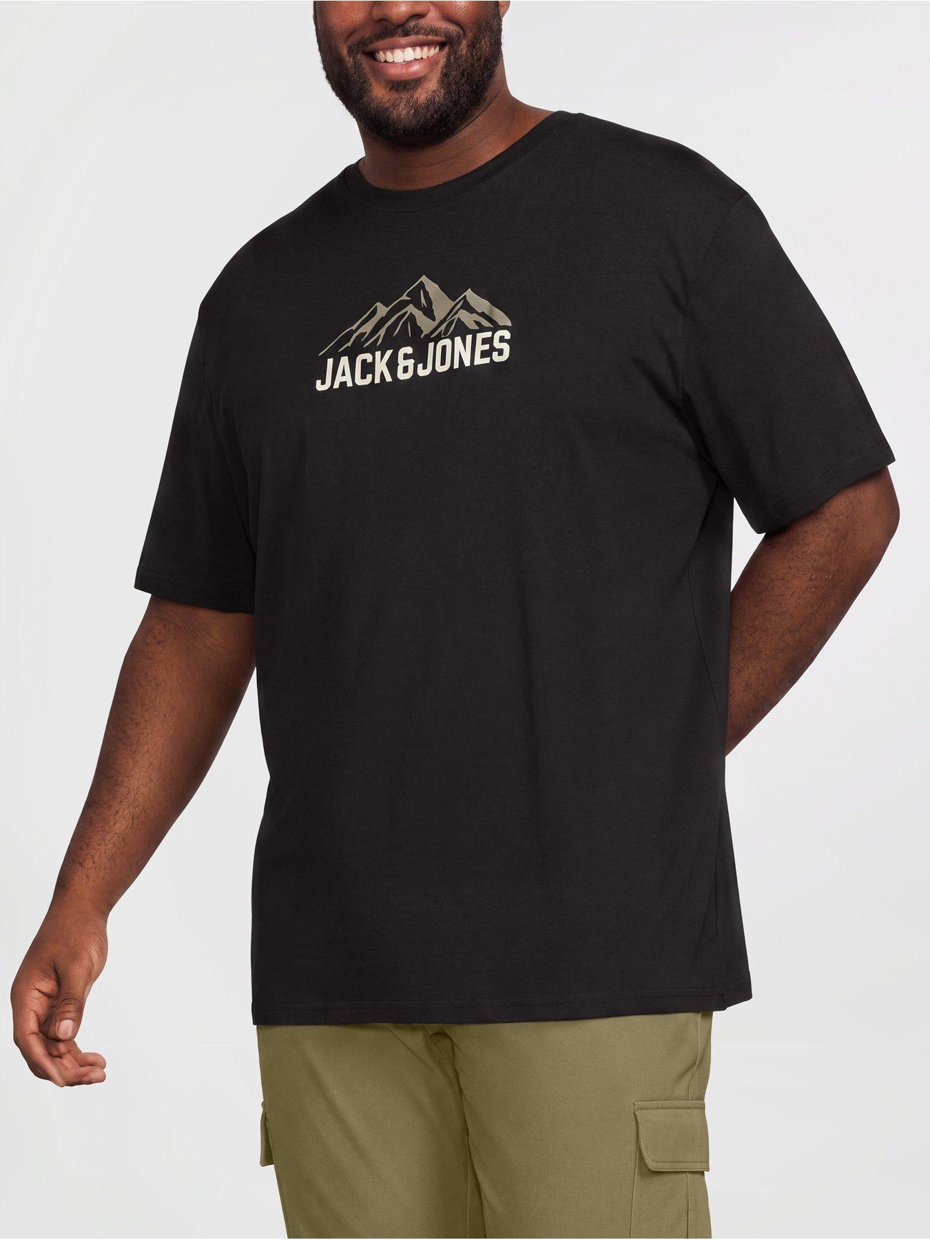 Jack & Jones Men's Plus Size Mountain Graphic Roche T-Shirt - Black