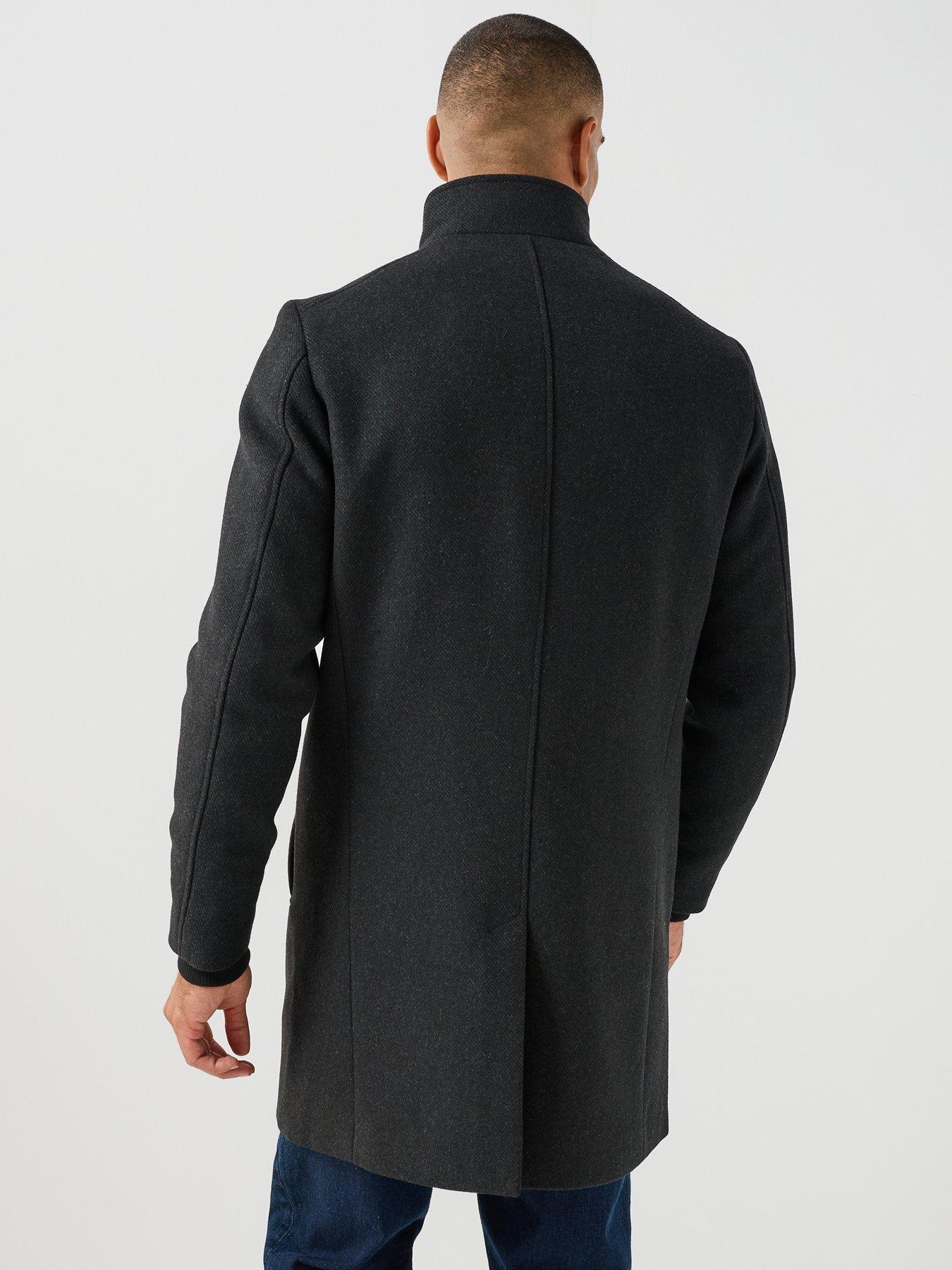 Image 2 of 6 of Jack & Jones Mens Melton Peacoat - Dark Grey