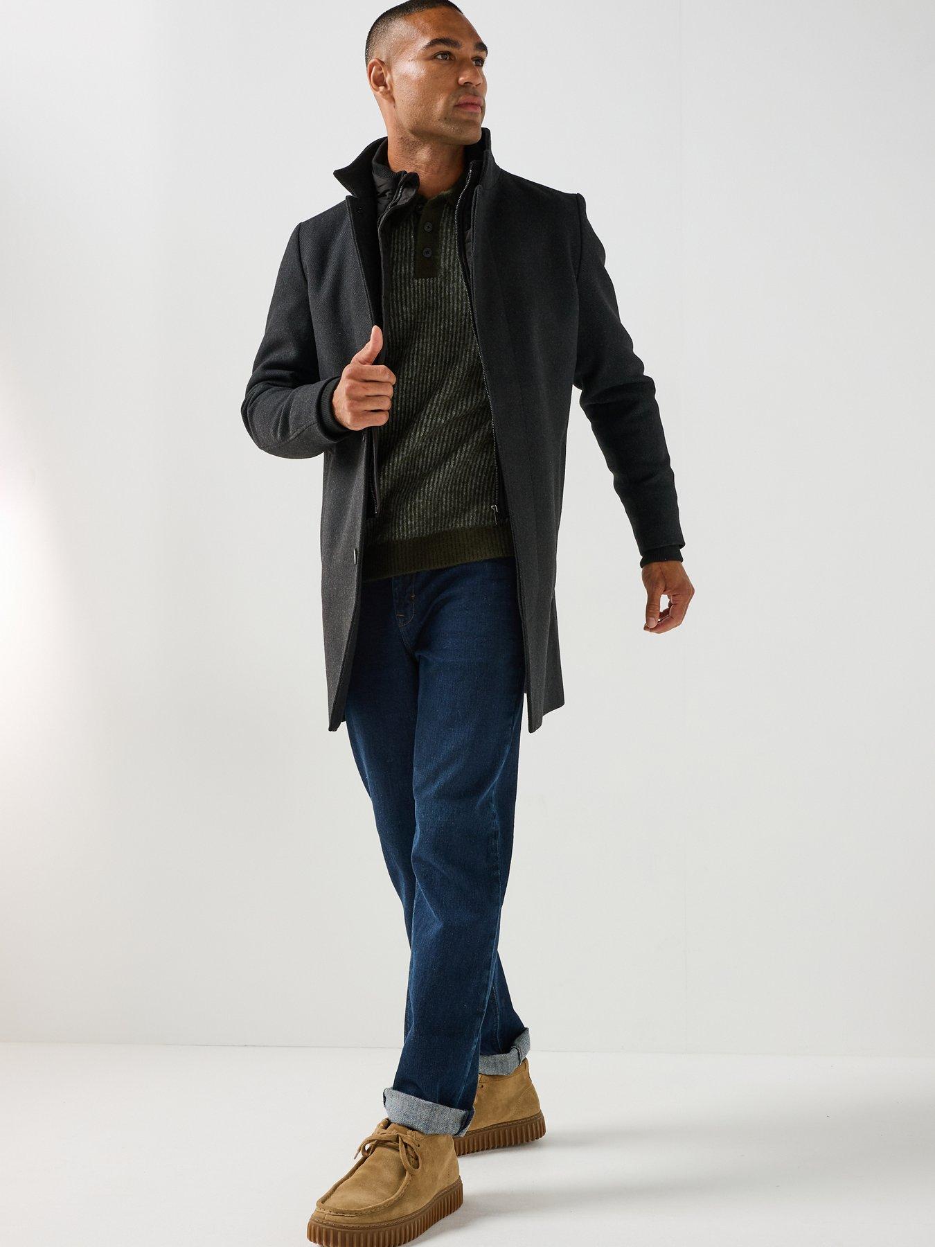 Image 3 of 6 of Jack & Jones Mens Melton Peacoat - Dark Grey