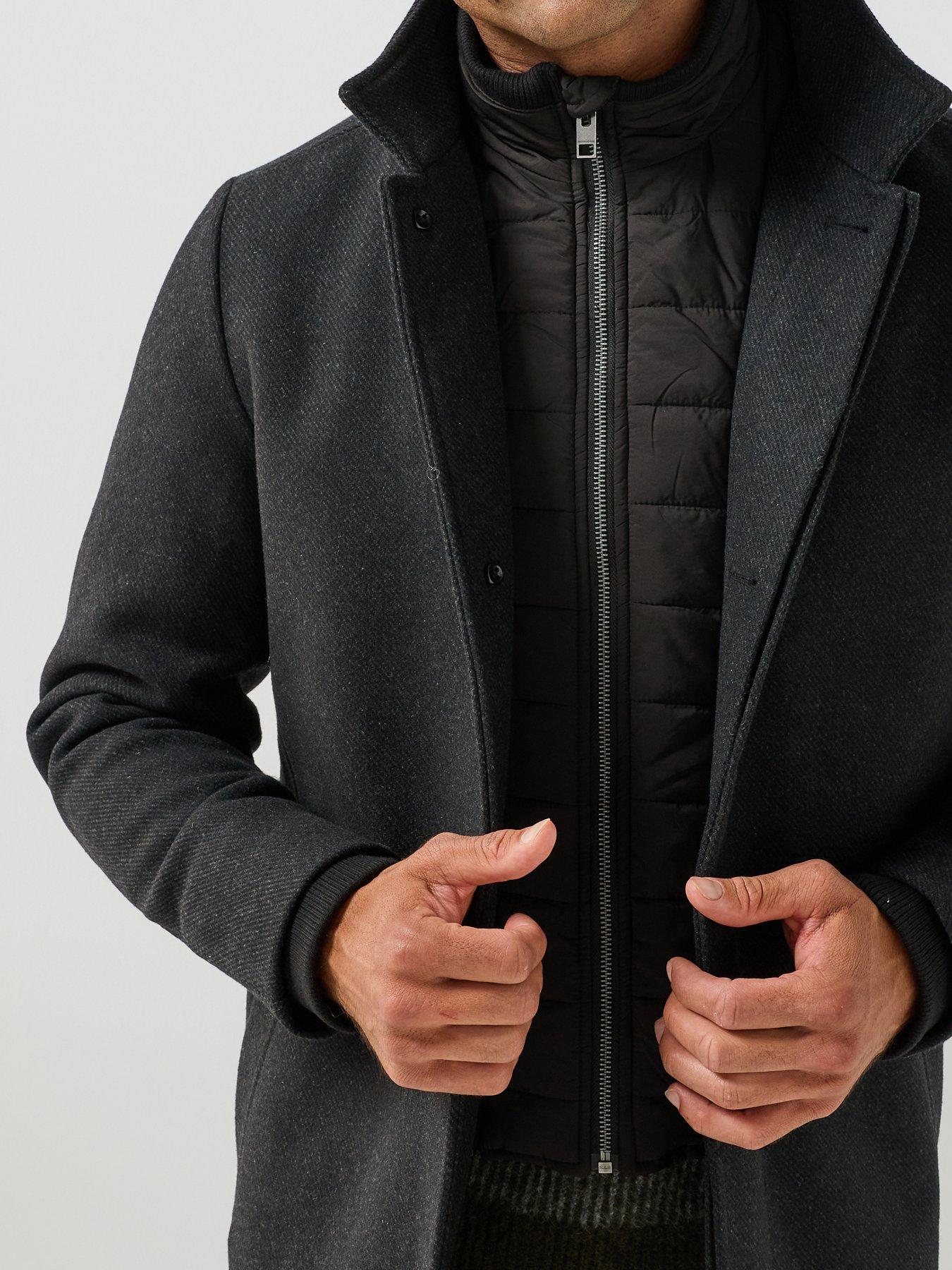 Image 4 of 6 of Jack & Jones Mens Melton Peacoat - Dark Grey