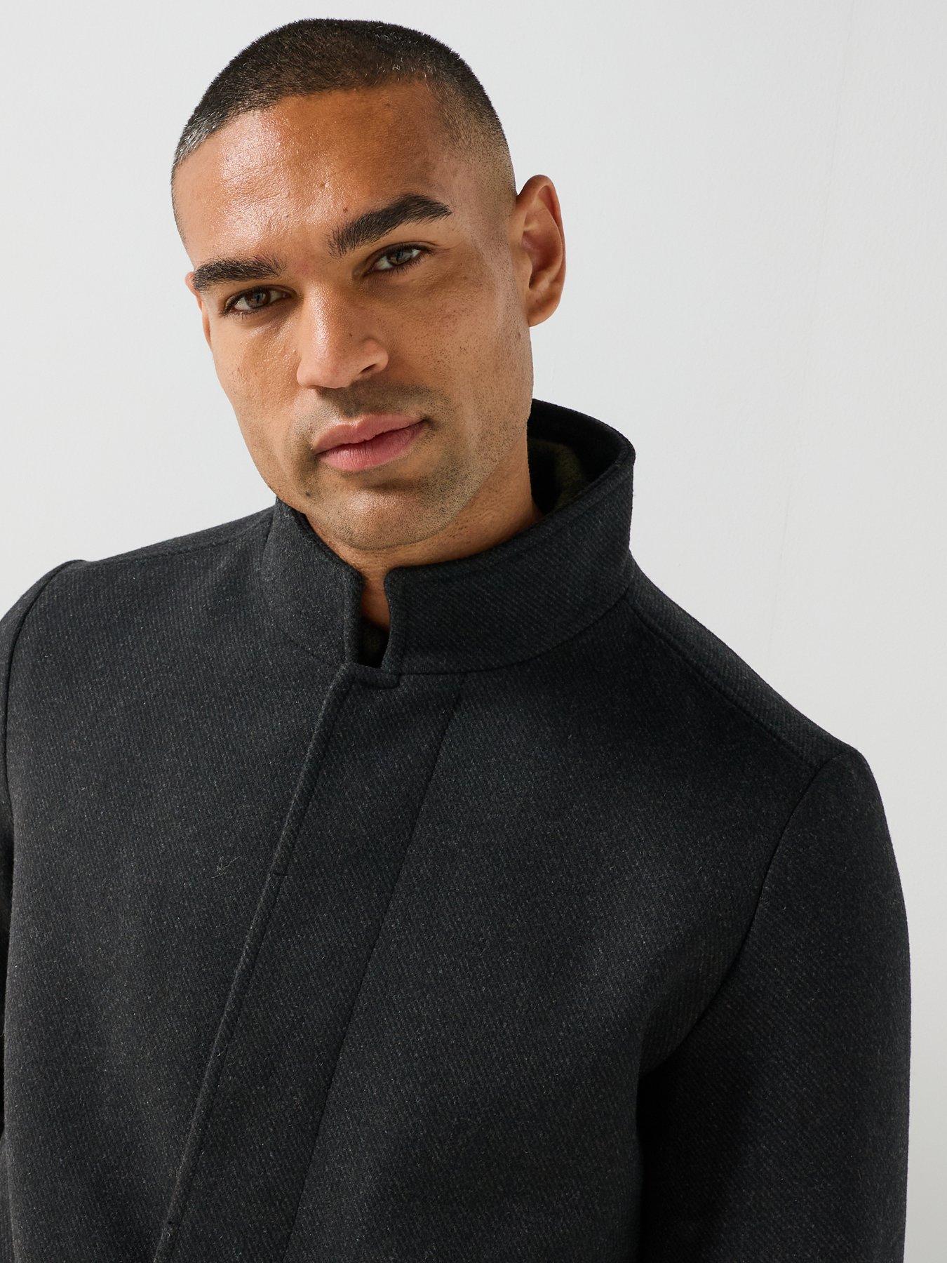 Image 5 of 6 of Jack & Jones Mens Melton Peacoat - Dark Grey