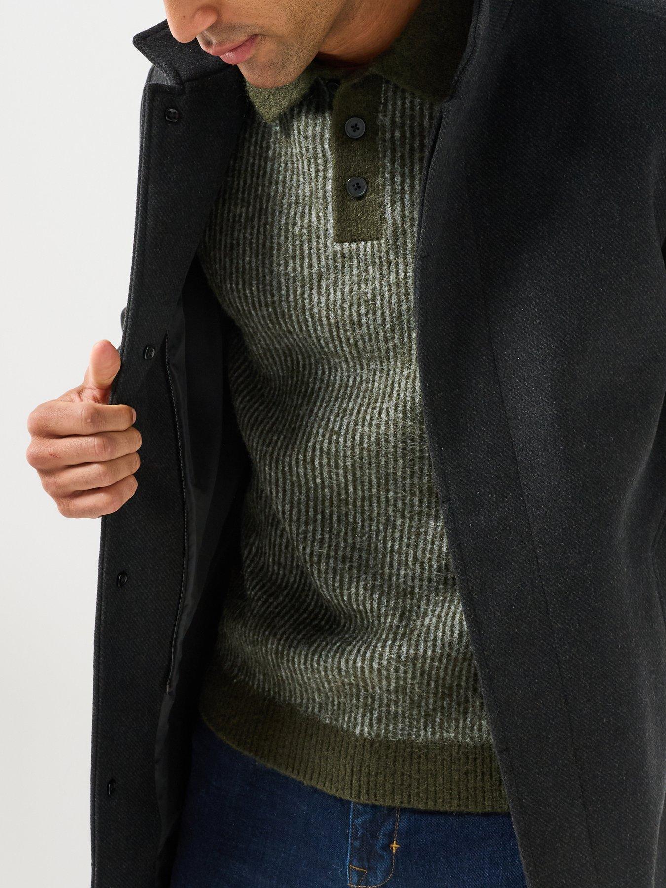Image 6 of 6 of Jack & Jones Mens Melton Peacoat - Dark Grey