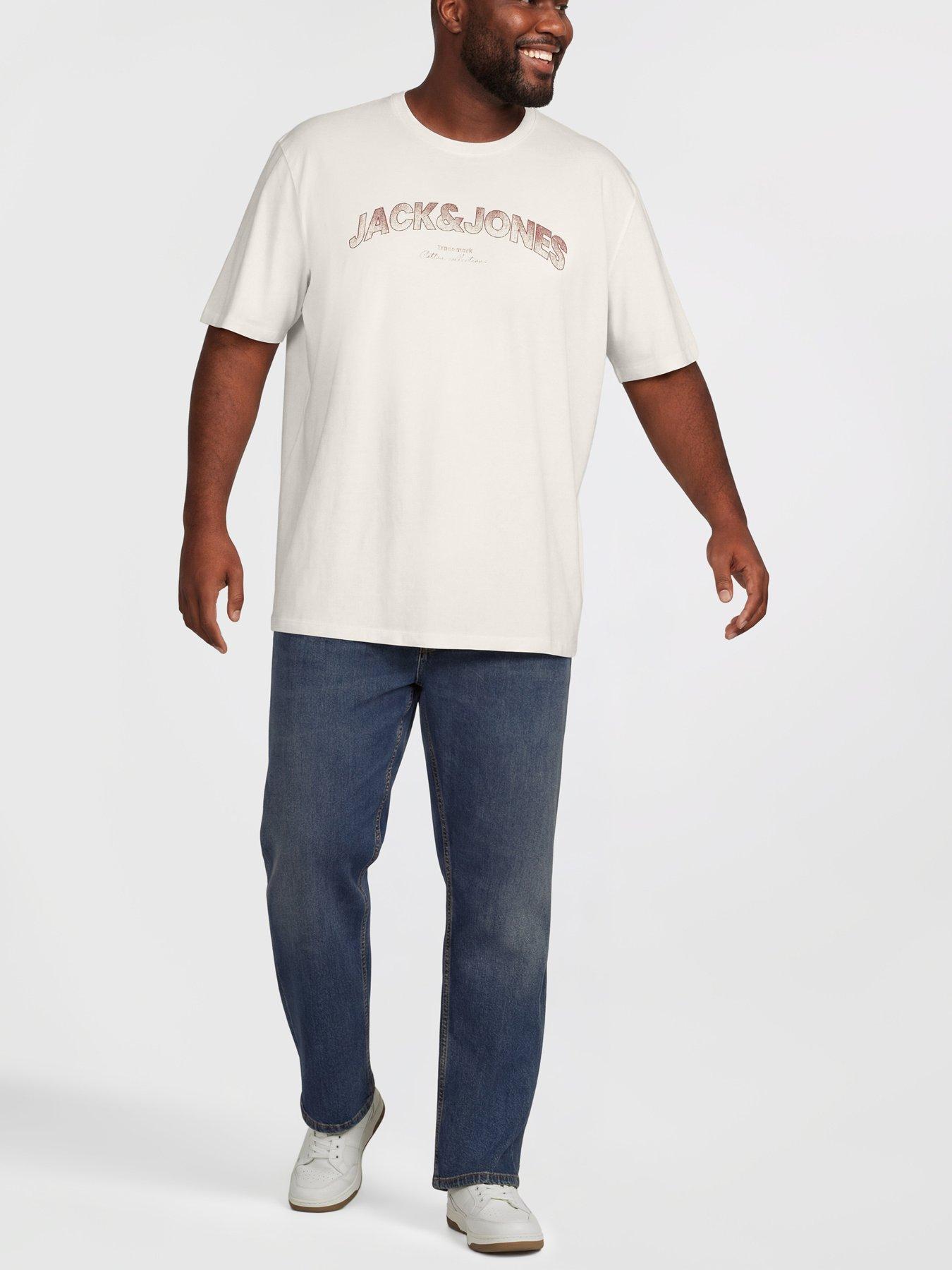 Image 4 of 5 of Jack & Jones Plus Avery Crew Neck 3 Pack T-Shirt - Cloud Dancer