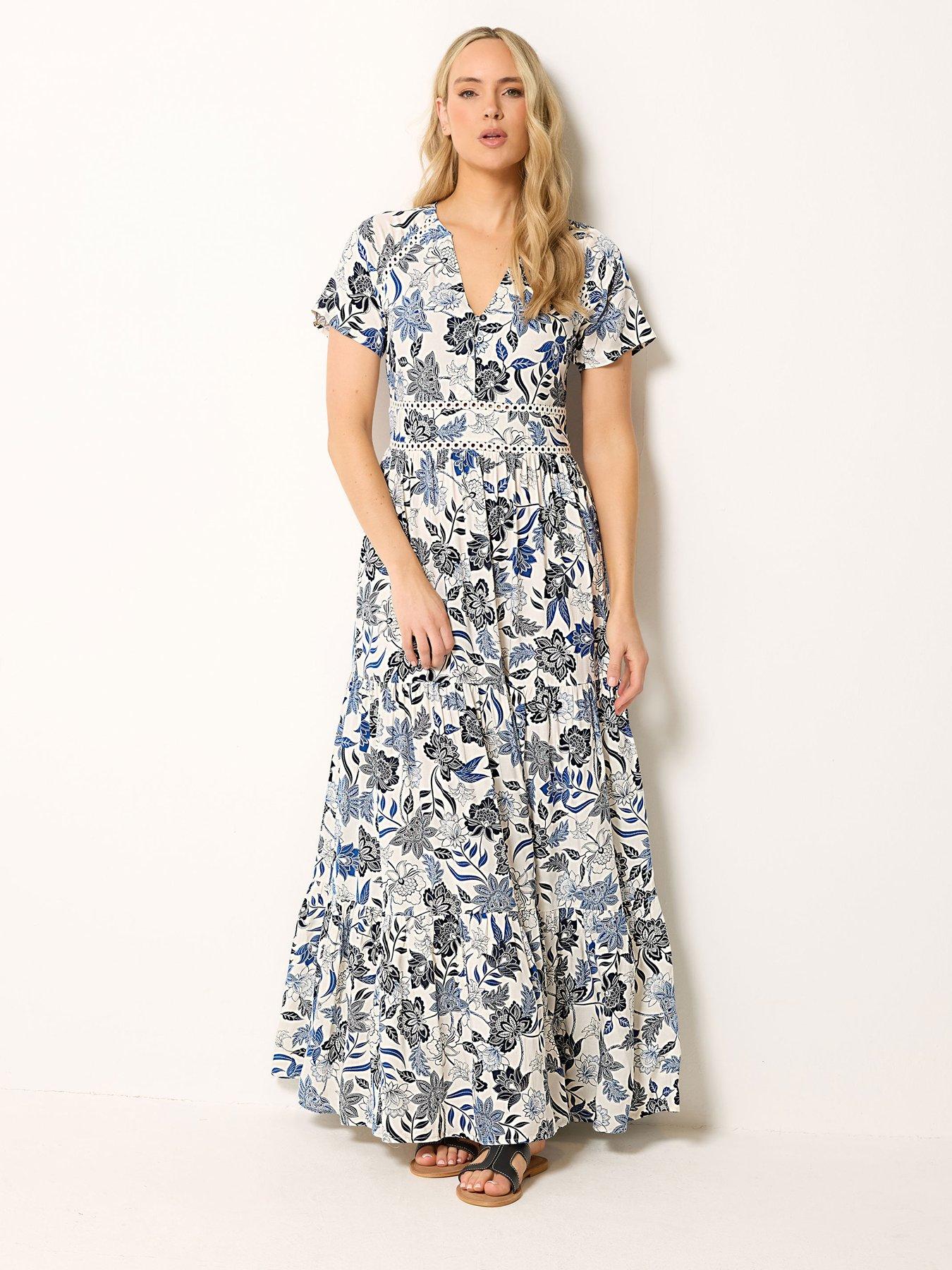 Long Tall Sally Floral Lace Maxi Dress - Blue