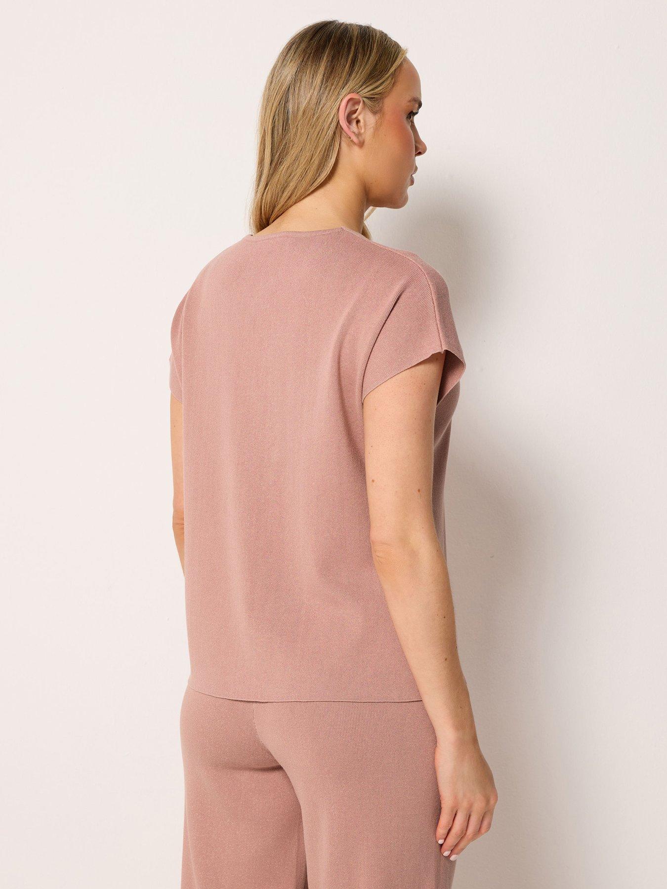 Image 2 of 4 of Long Tall Sally Button Through Short Sleeve Cardigan - Pink