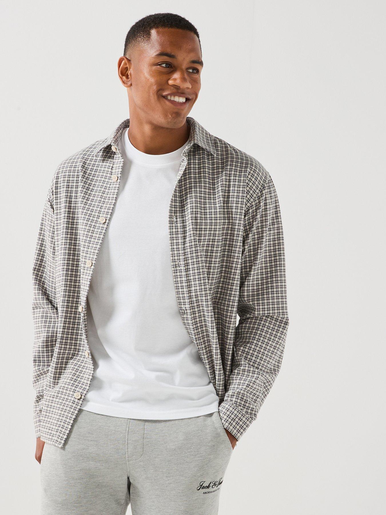 Jack & Jones Carter Long Sleeve Check Shirt - White