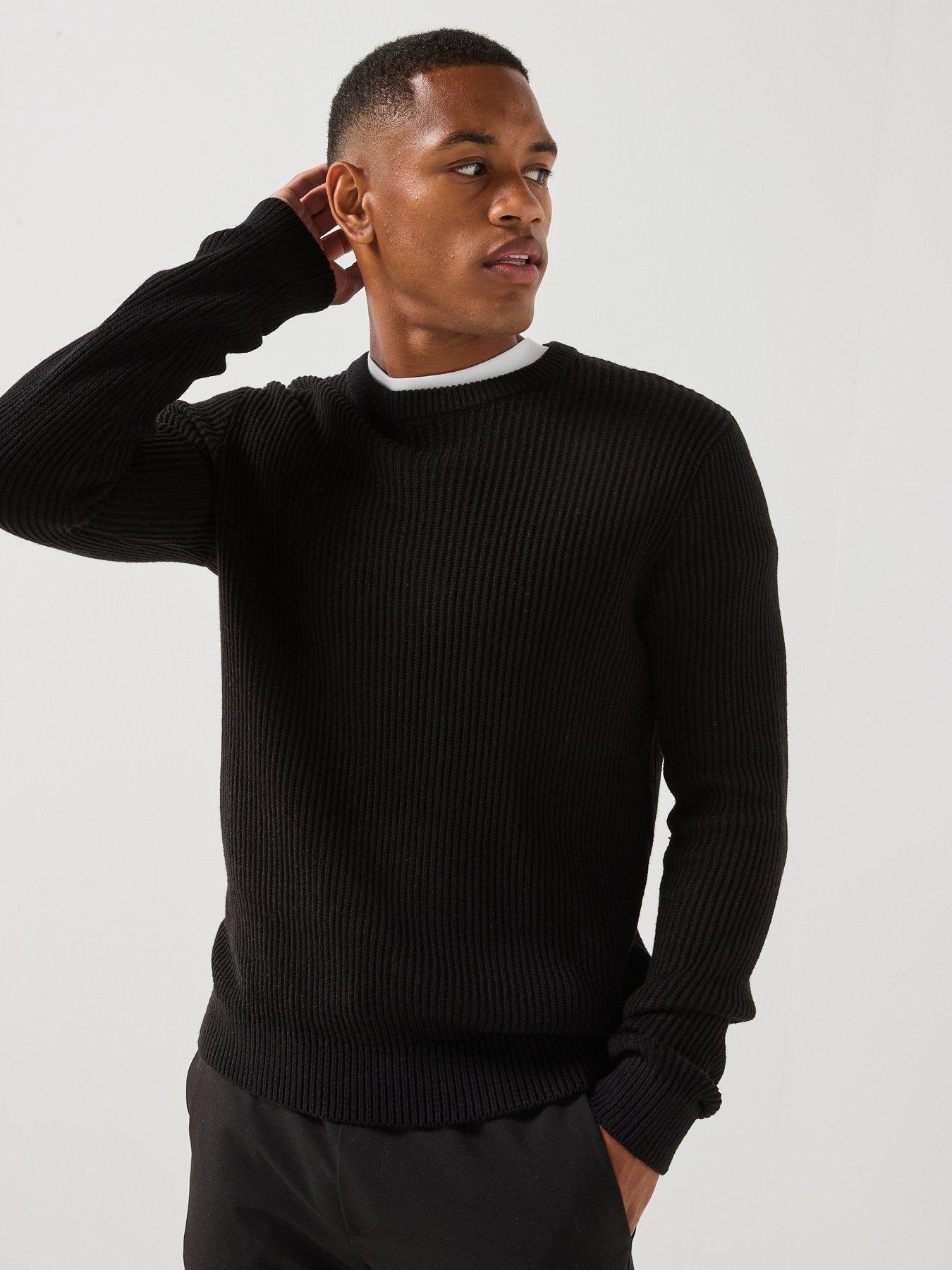 Jack & Jones Panel Knitted Jumper - Black