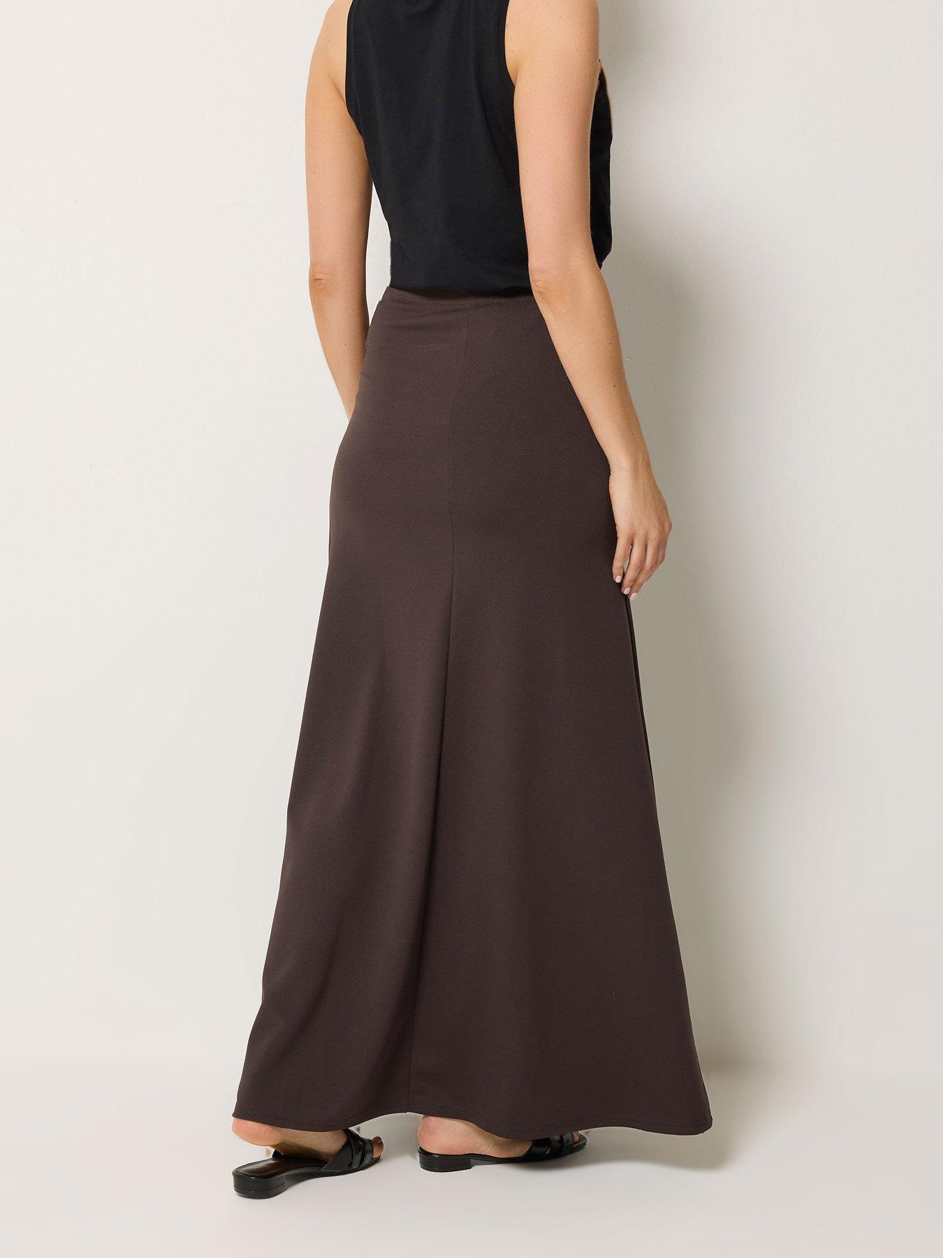 Image 2 of 5 of Long Tall Sally Seamed Maxi Flare Skirt - Brown