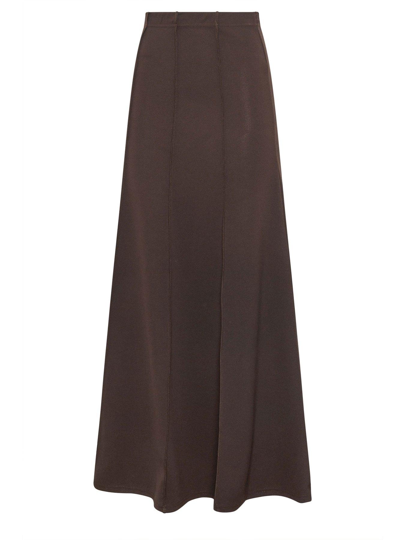 Image 5 of 5 of Long Tall Sally Seamed Maxi Flare Skirt - Brown
