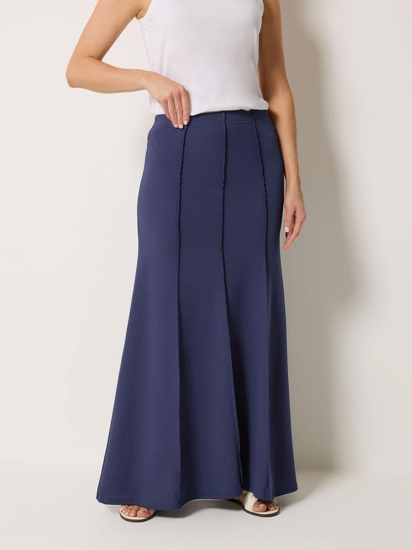 Long Tall Sally Seamed Maxi Flare Skirt - Blue