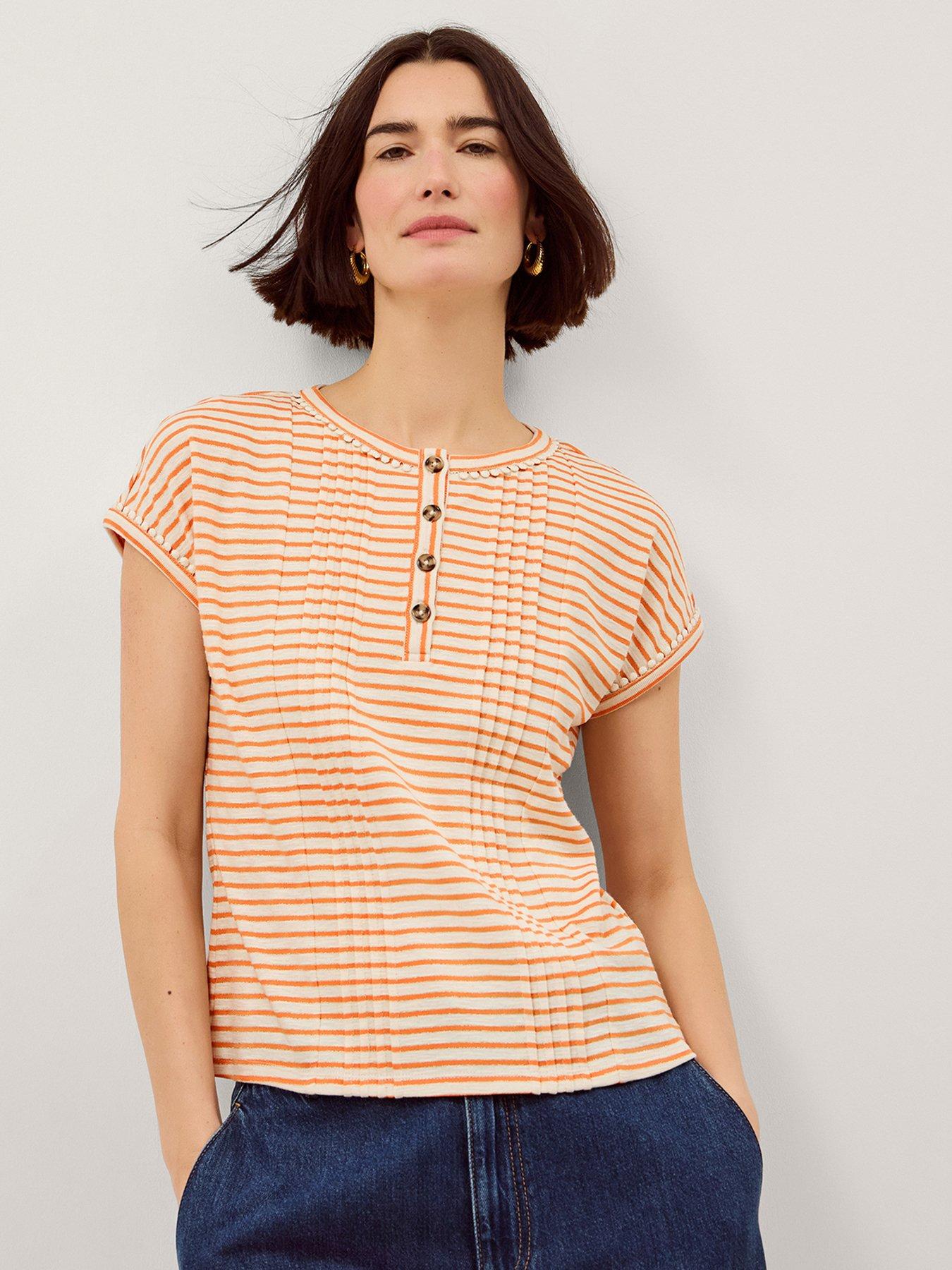Monsoon Selena Stripe T-hirt - Cream