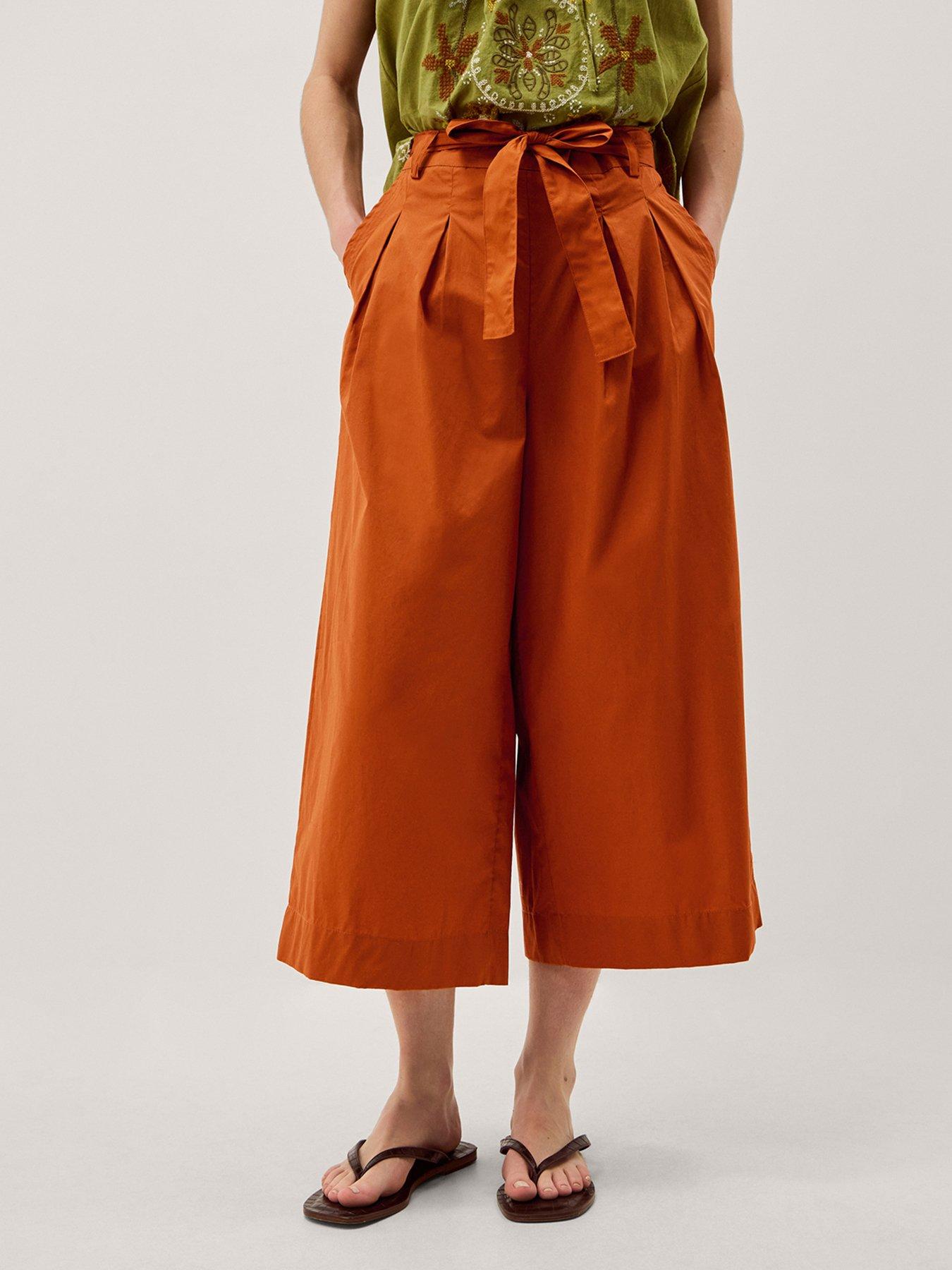 Image 1 of 5 of Monsoon Sofia Cropped Trousers - Orange